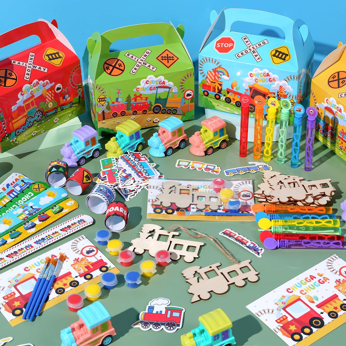 122Pcs Train Party Favors Birthday Themed Party Decoration - Vanblue Official Imagery - 3