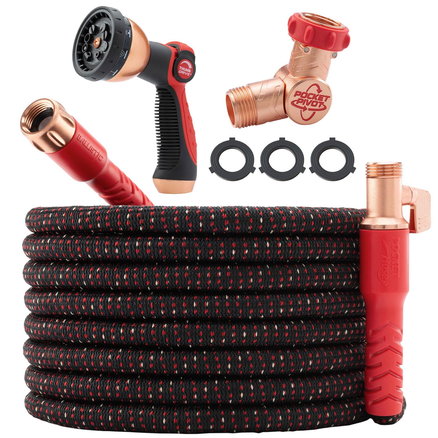 Pocket Hose Ballistic 100 FT Expandable Garden Hose, No-Kink, As - Pocket Hose Official Product View 1
