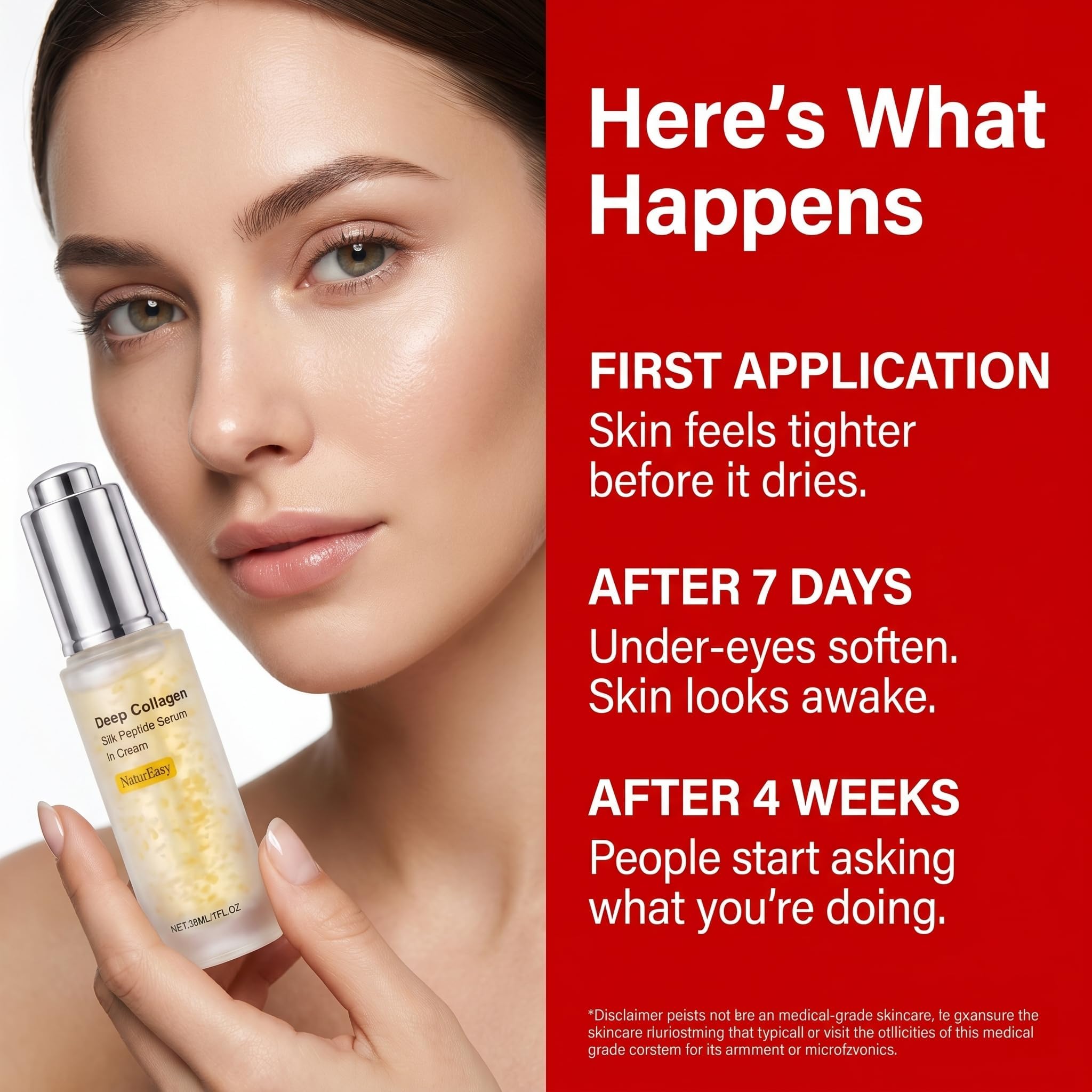Deep Collagen Silk Peptide Serum - Anti-Aging Facial to Instant Face Lift - Smooth + Blur Fine Lines and Wrinkles,Copper Peptides With Collagen & Multi Peptides All Skin Types - NaturEasy Official Product View 7