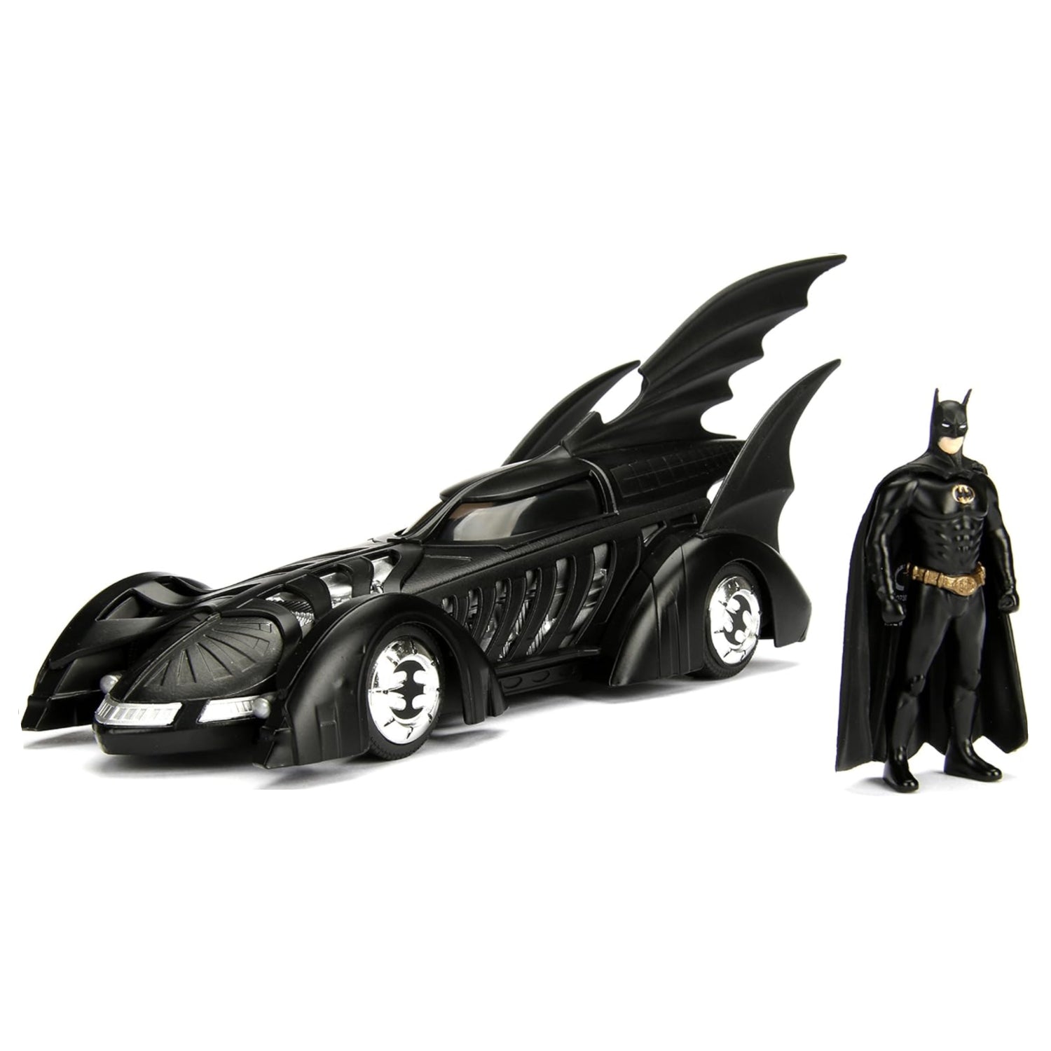 Jada DC Comics Batman Forever Batmobile and Batman figure in 1:24 die-cast scale, detailed vehicle with Batman action figure.