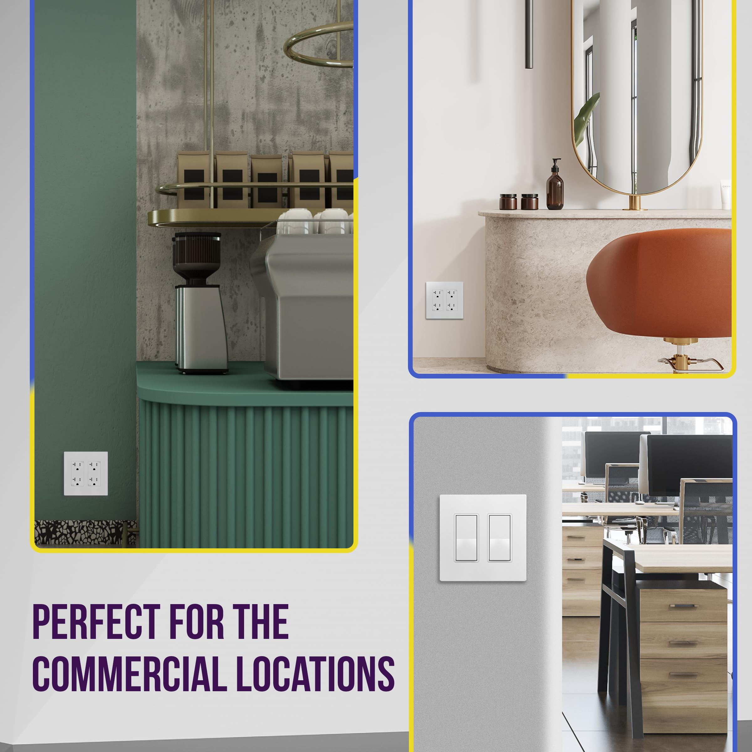 ENERLITES 2-Gang White Screwless Decorator Wall Plate Outlet Cove - ENERLITES Official Product View 6
