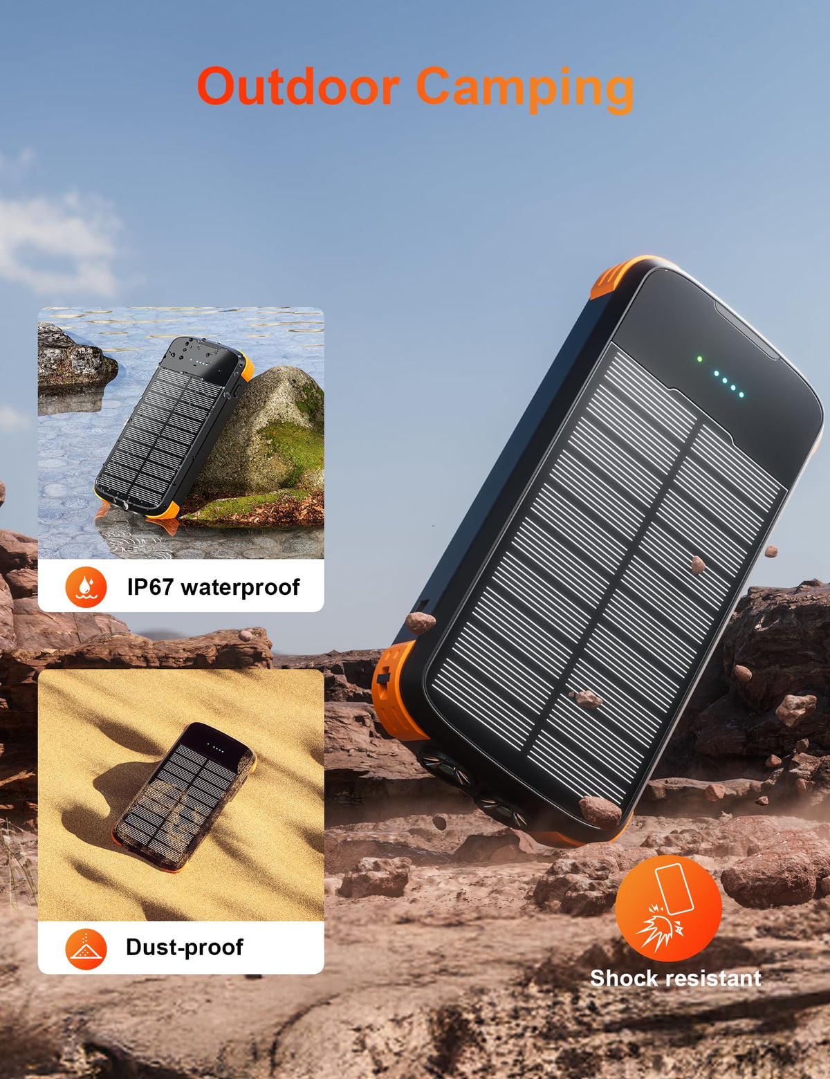 Solar Power Bank 40000mAh Portable Charger PD 20W Fast - MINRISE Official Imagery - 5