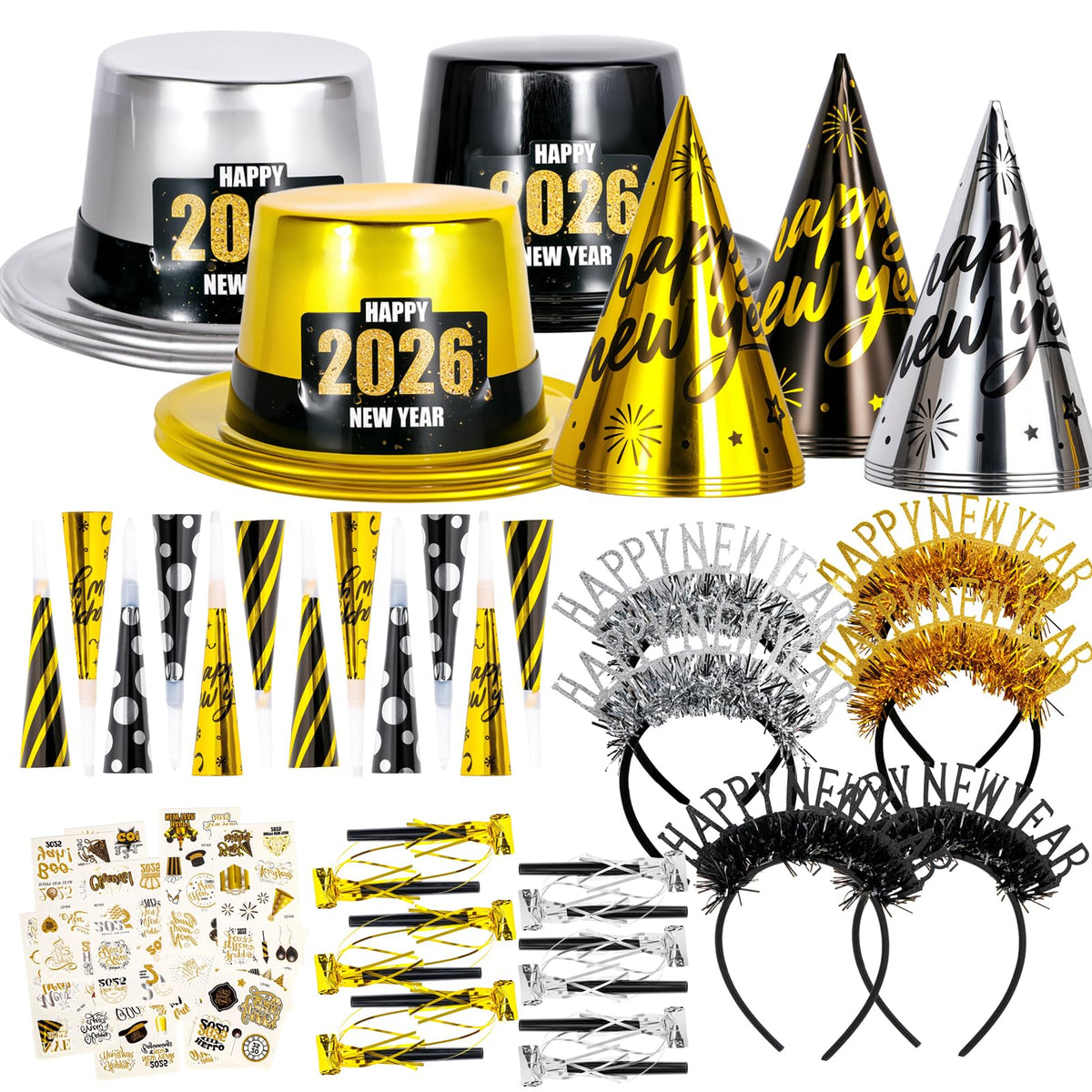 Atonofun 2026 New Years Eve Party Supplies for 24 Guests 60 - Atonofun Official Imagery - 1
