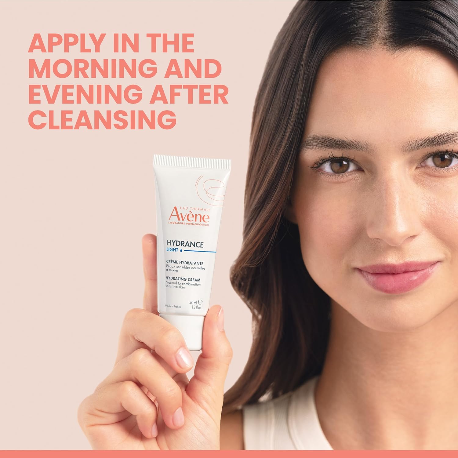 Avène Hydrance LIGHT Hydrating Emulsion moisturizer cream in a 1.3 oz jar, non-comedogenic daily face moisturizer with smooth texture.