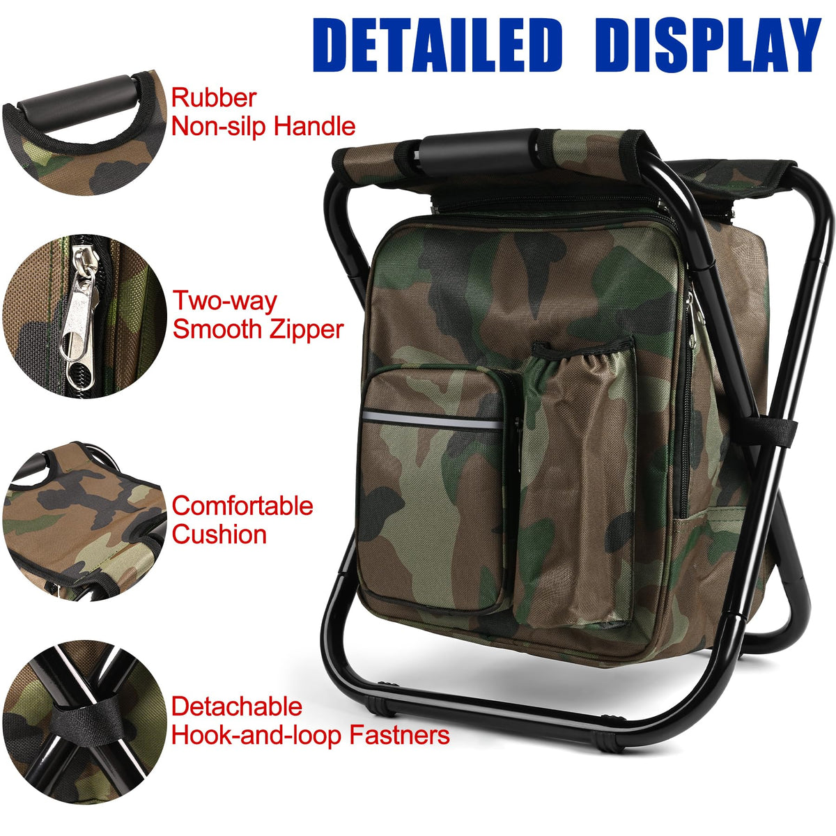 Folding Stool Backpack Insulated Cooler Bag Collapsible - Kikerike Official Imagery - 7