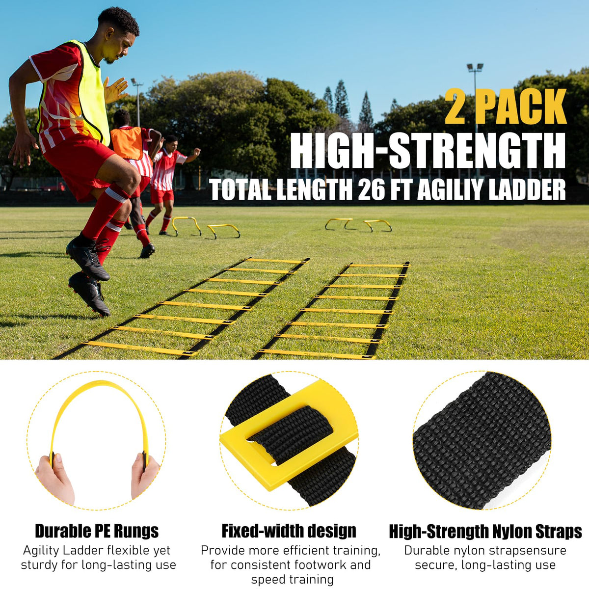 2 Pack Agility Ladder Soccer Speed Training Equipment Set - BORNEW Official Imagery - 5