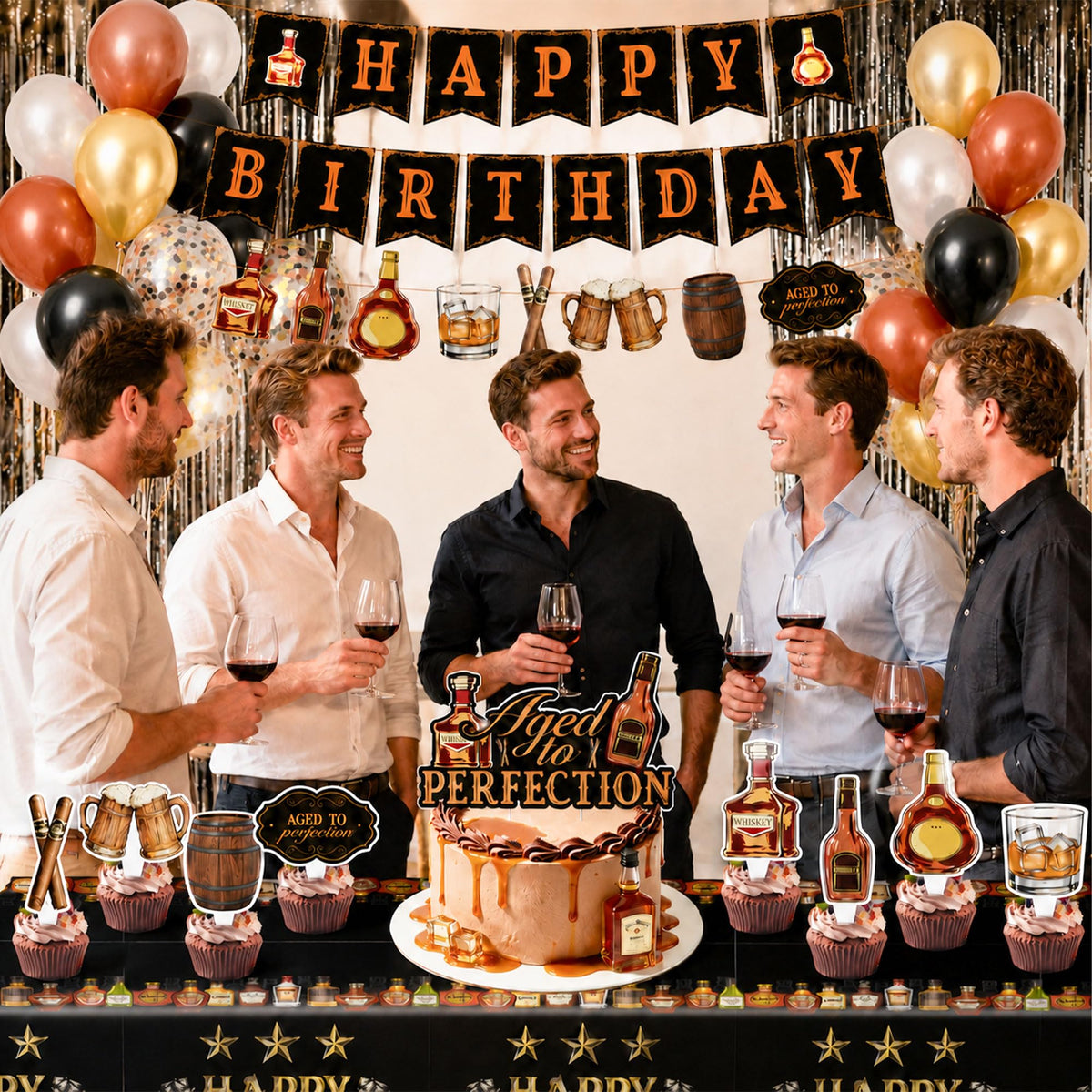 109PCS Whiskey Birthday Party Decorations for Men Aged to - HandTool Official Imagery - 5
