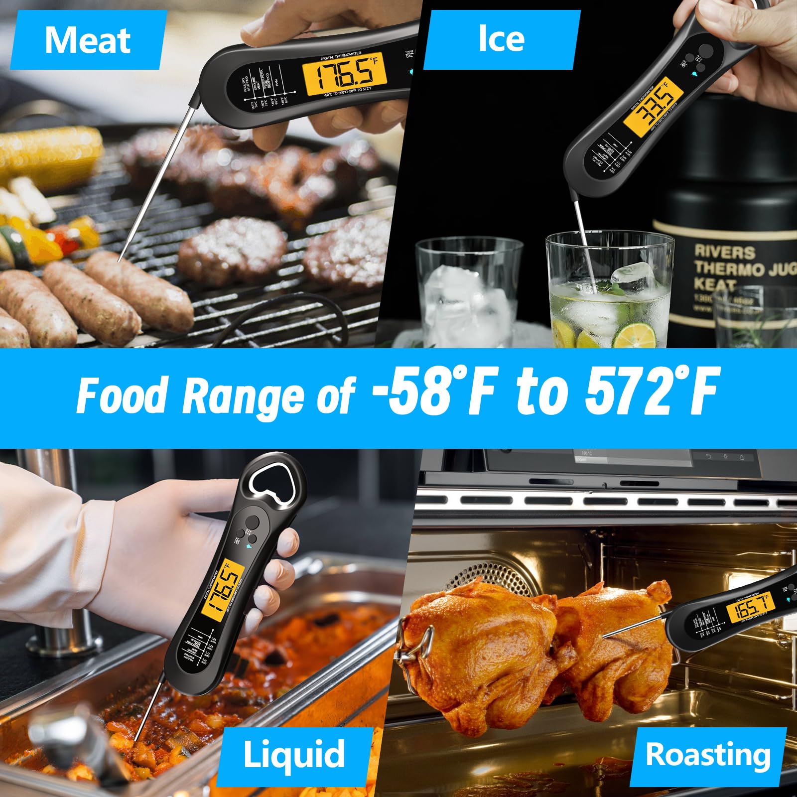 Biison Meat Thermometer Digital, Instant Read Meat Thermometer fo by Biison - Angle View 6