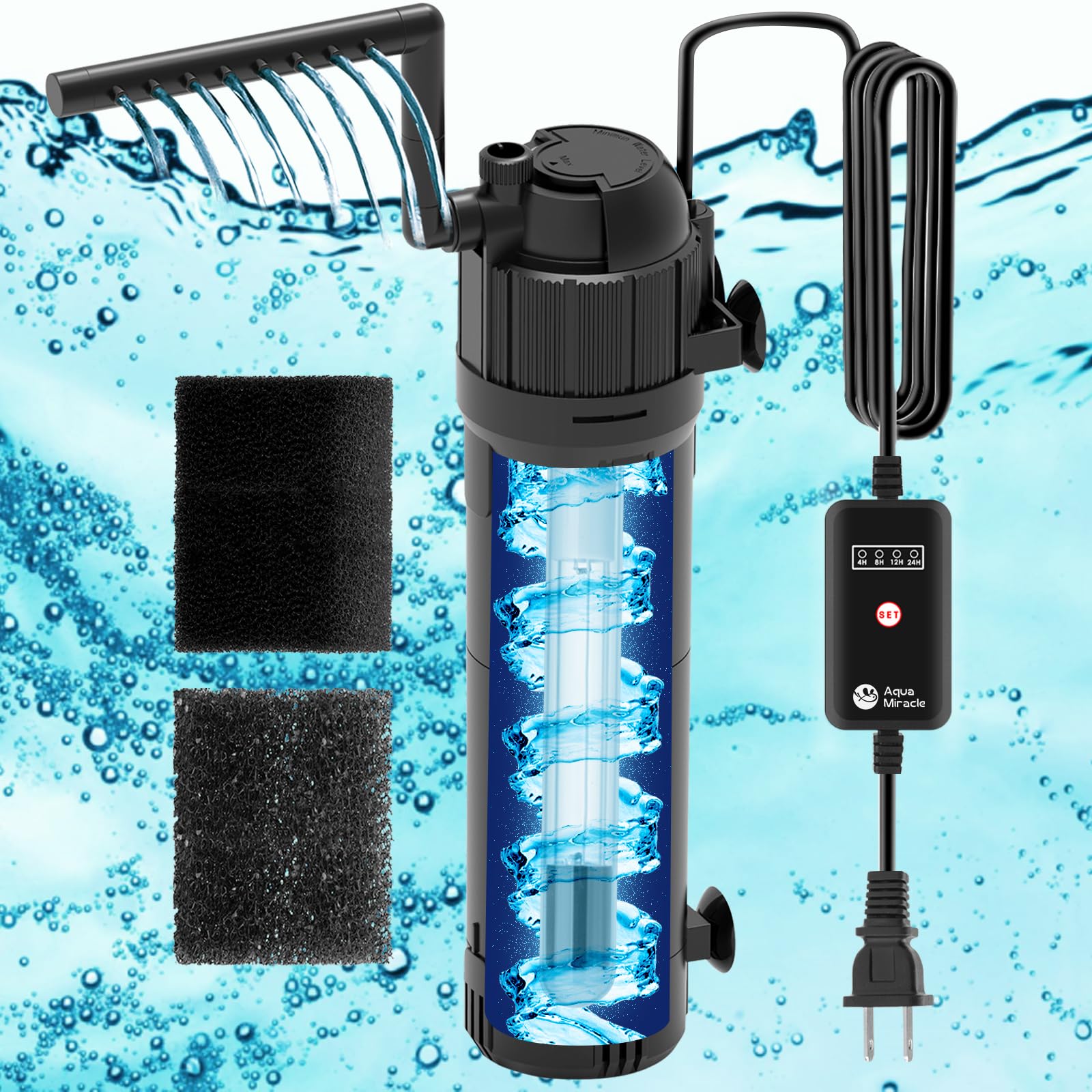 AquaMiracle Aquarium Filter for Green Water, U - V Fish Tank Filt - AquaMiracle Official Product View 1