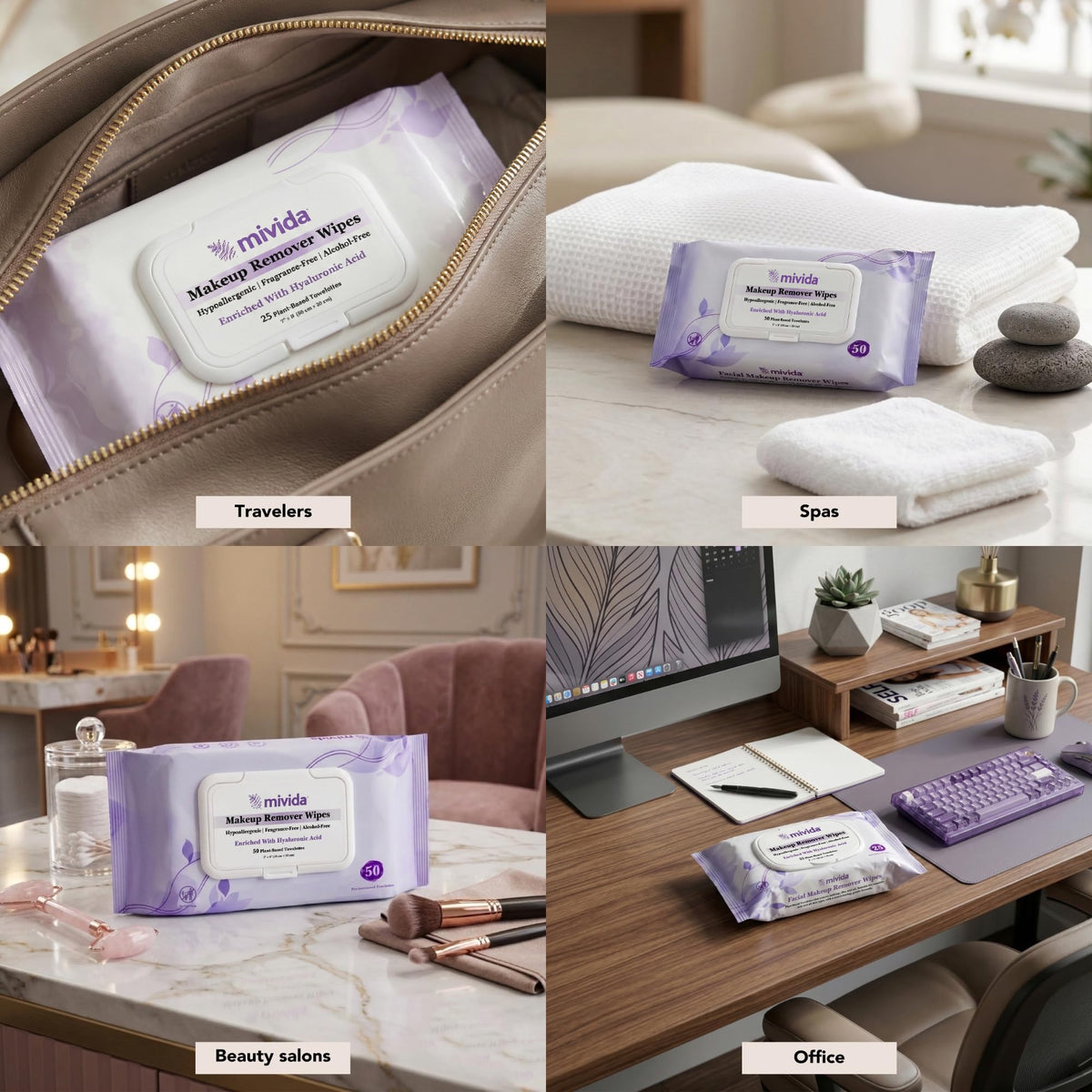mivida Hypoallergenic Makeup Remover Wipes Bulk with - mivida Official Imagery - 6