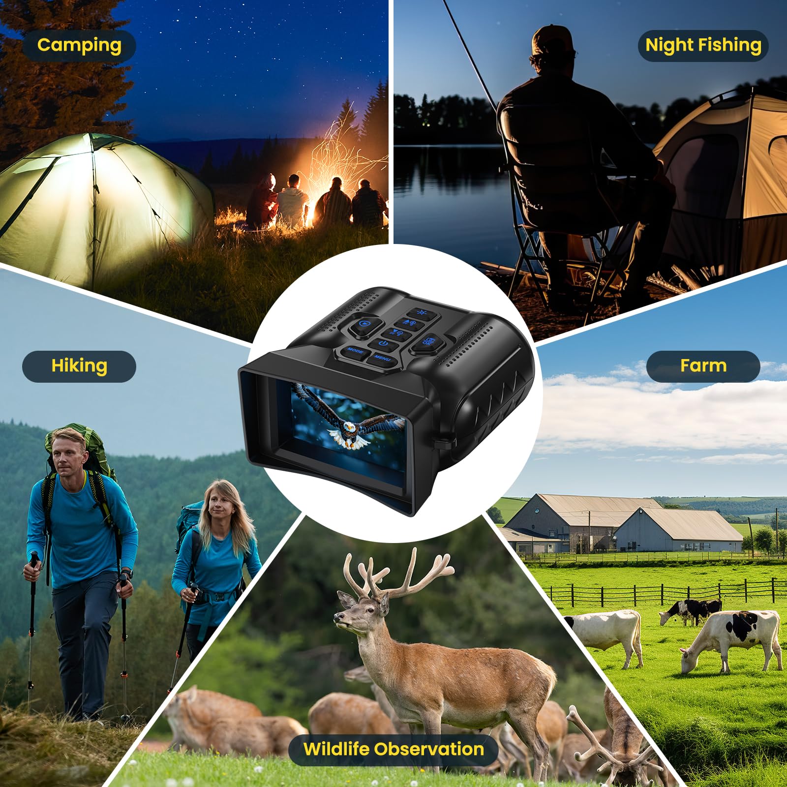 WISHBETY 4K Night Vision Goggles for Adult,1000FT View Range Nigh - WISHBETY Official Product View 7