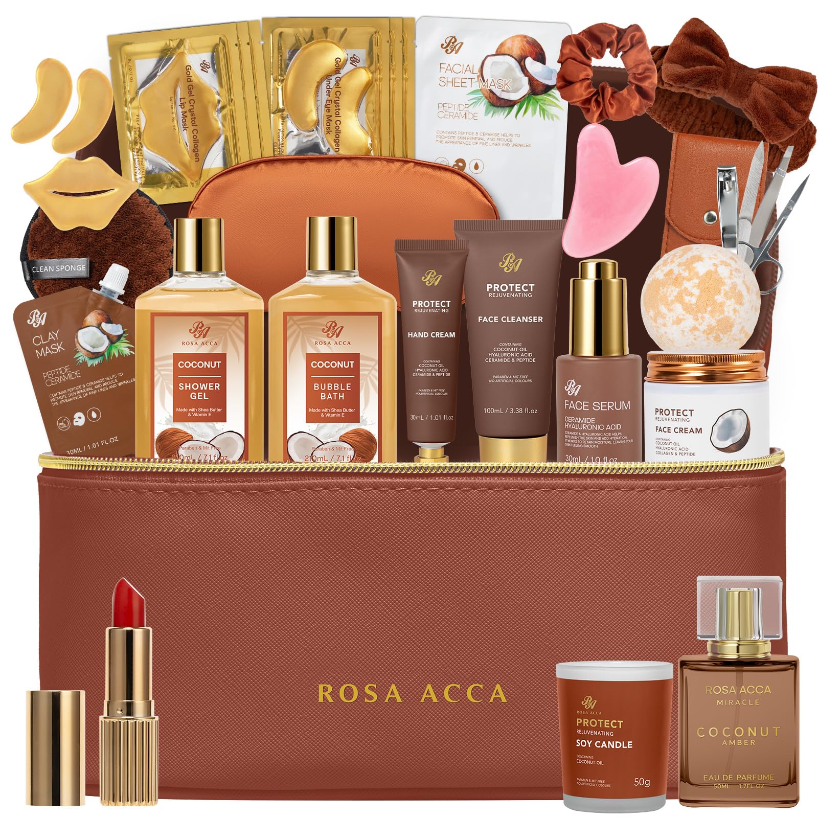 Gifts for Women, Gifts Basket for Women, 25 Pcs Rose Bath &amp; - RA ROSA ACCA