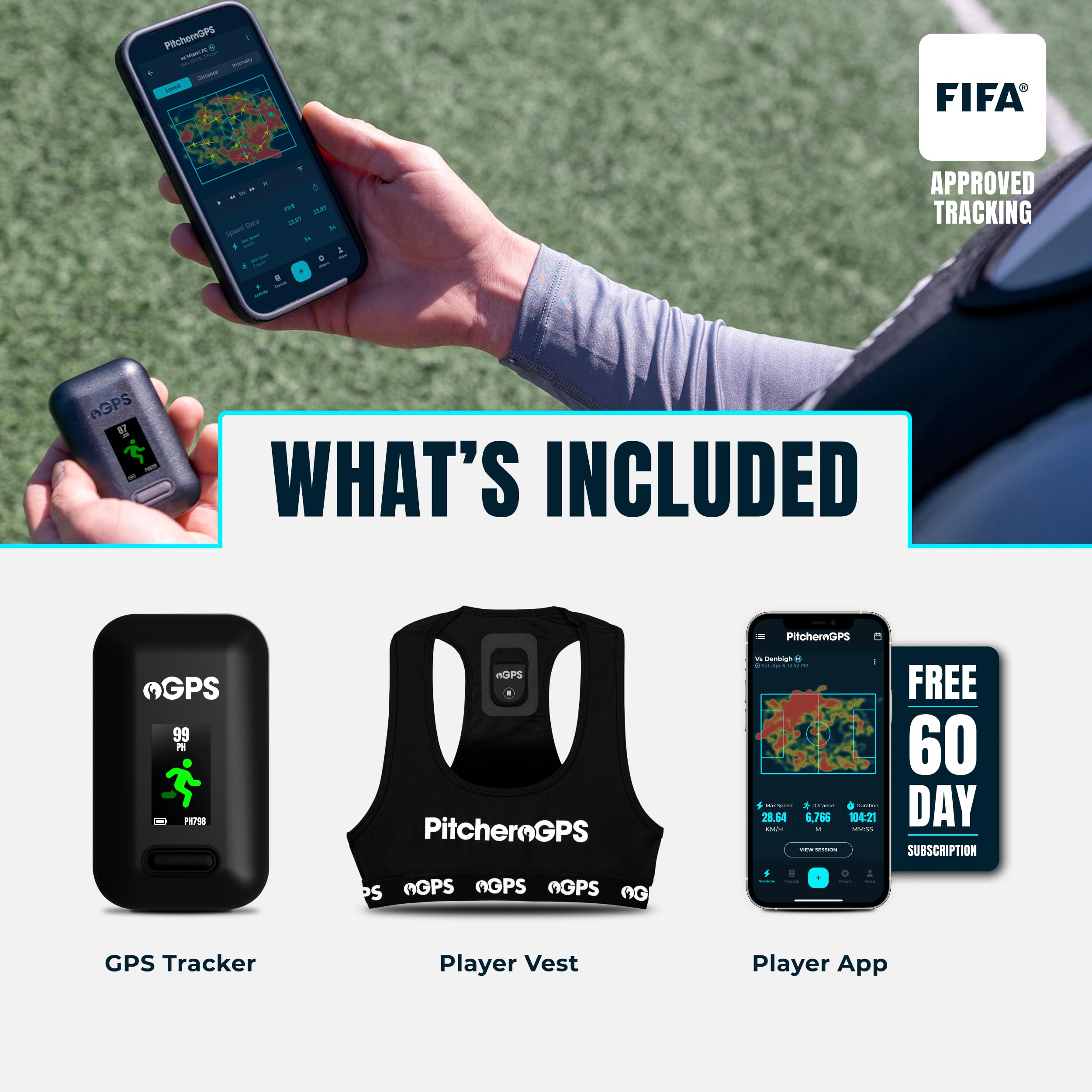 PitcheroGPS Soccer GPS Tracker Vest - 60 Days App Access Included - Pitchero Official Product View 2