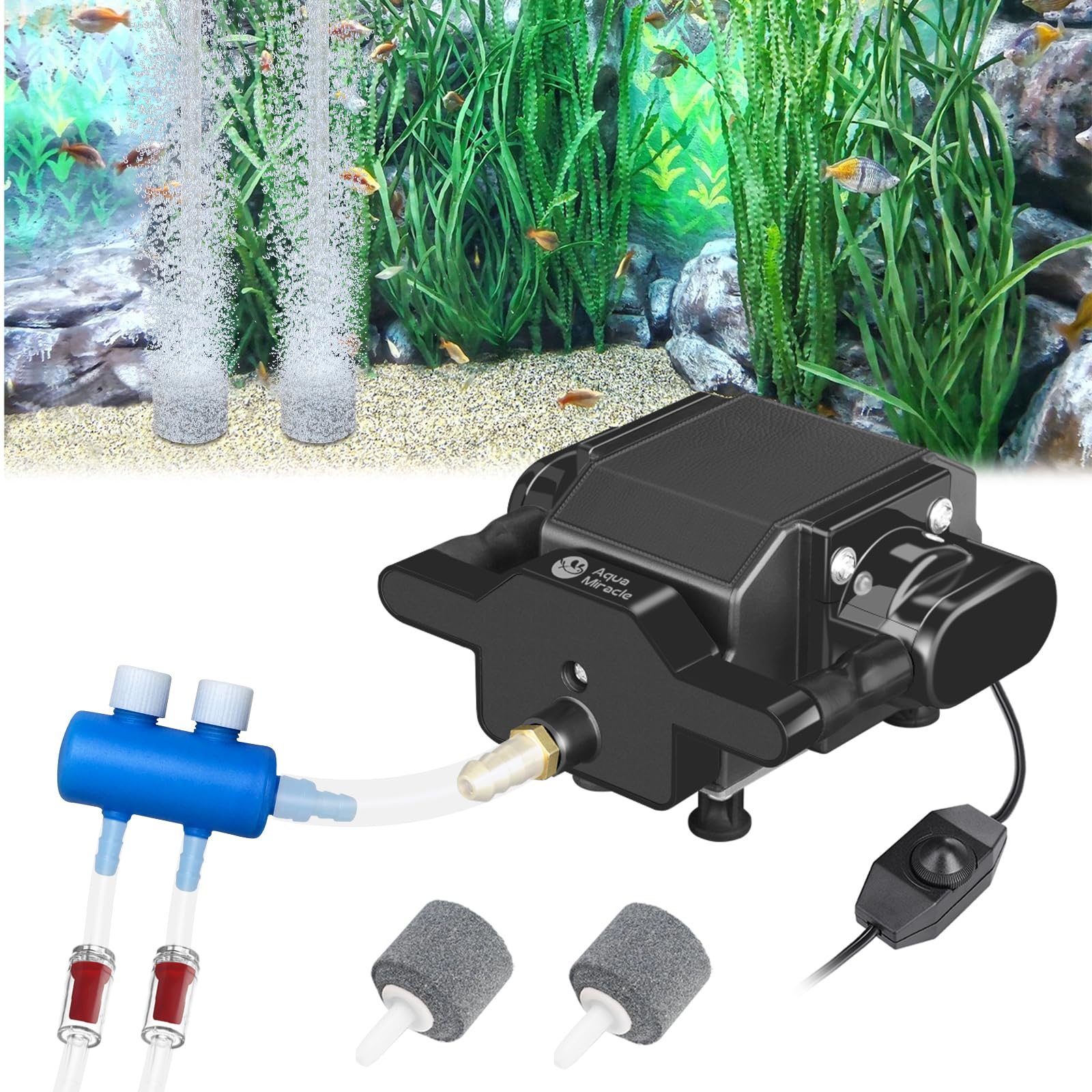 AquaMiracle Quiet Aquarium Air Pump 200/317/475GPH High Pressure - AquaMiracle Official Product View 10