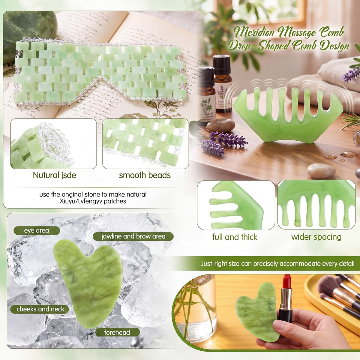 Hushee 11 Pcs Gua Sha Facial Tools Set Light Green - Hushee Official Imagery - 4