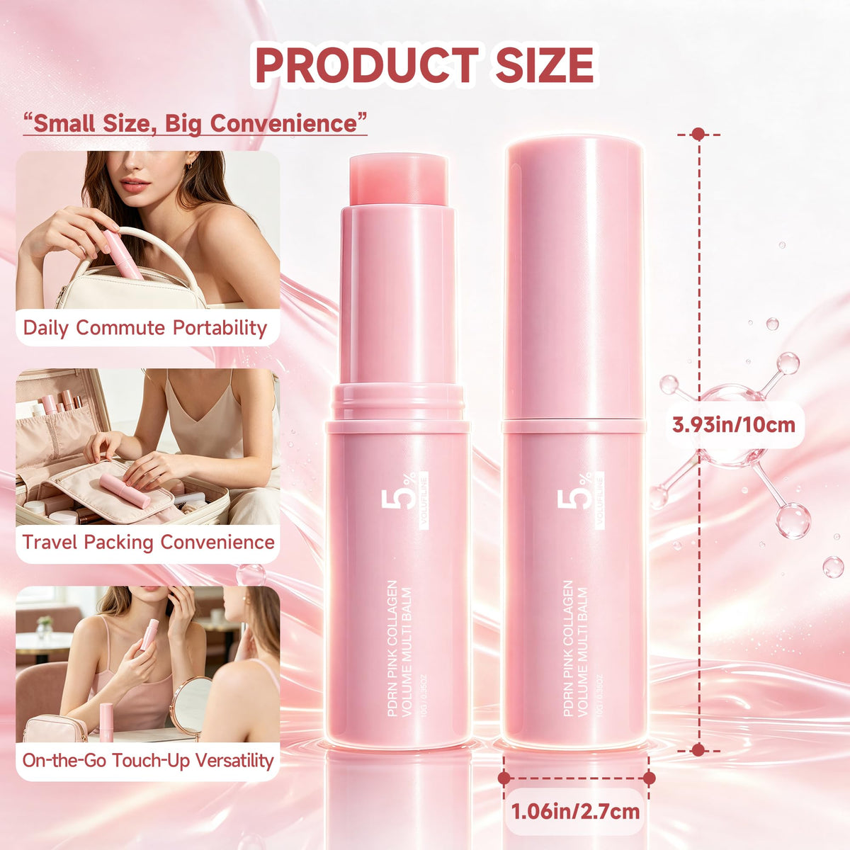 2 Pcs PDRN Pink Collagen Volume Multi Balm Stick Hydrate and - Ruistarhuan Official Product Imagery - 7