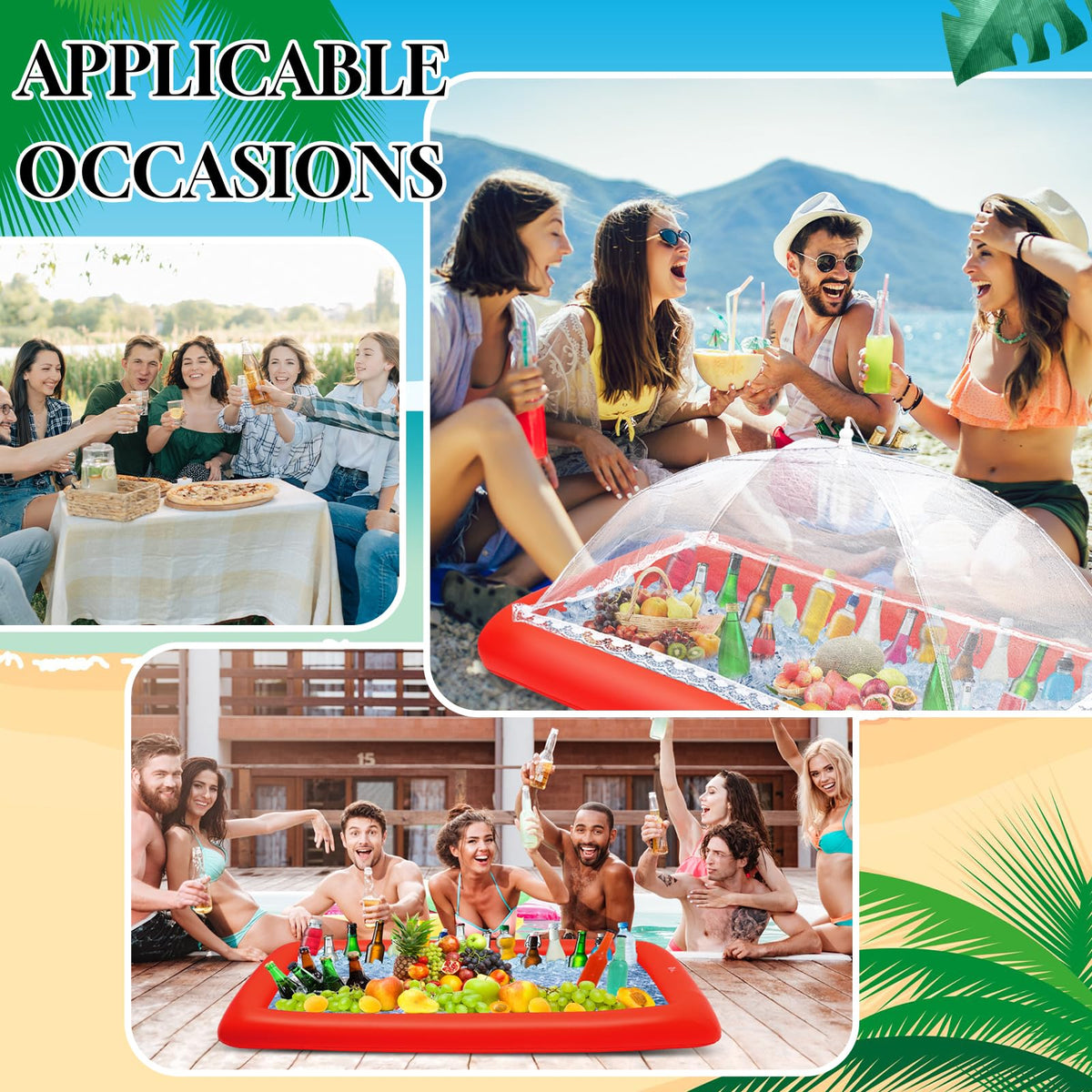 4 Pcs Inflatable Ice Tray Serving Bar Buffet Set 2 Pcs Food - Leitee Official Imagery - 6