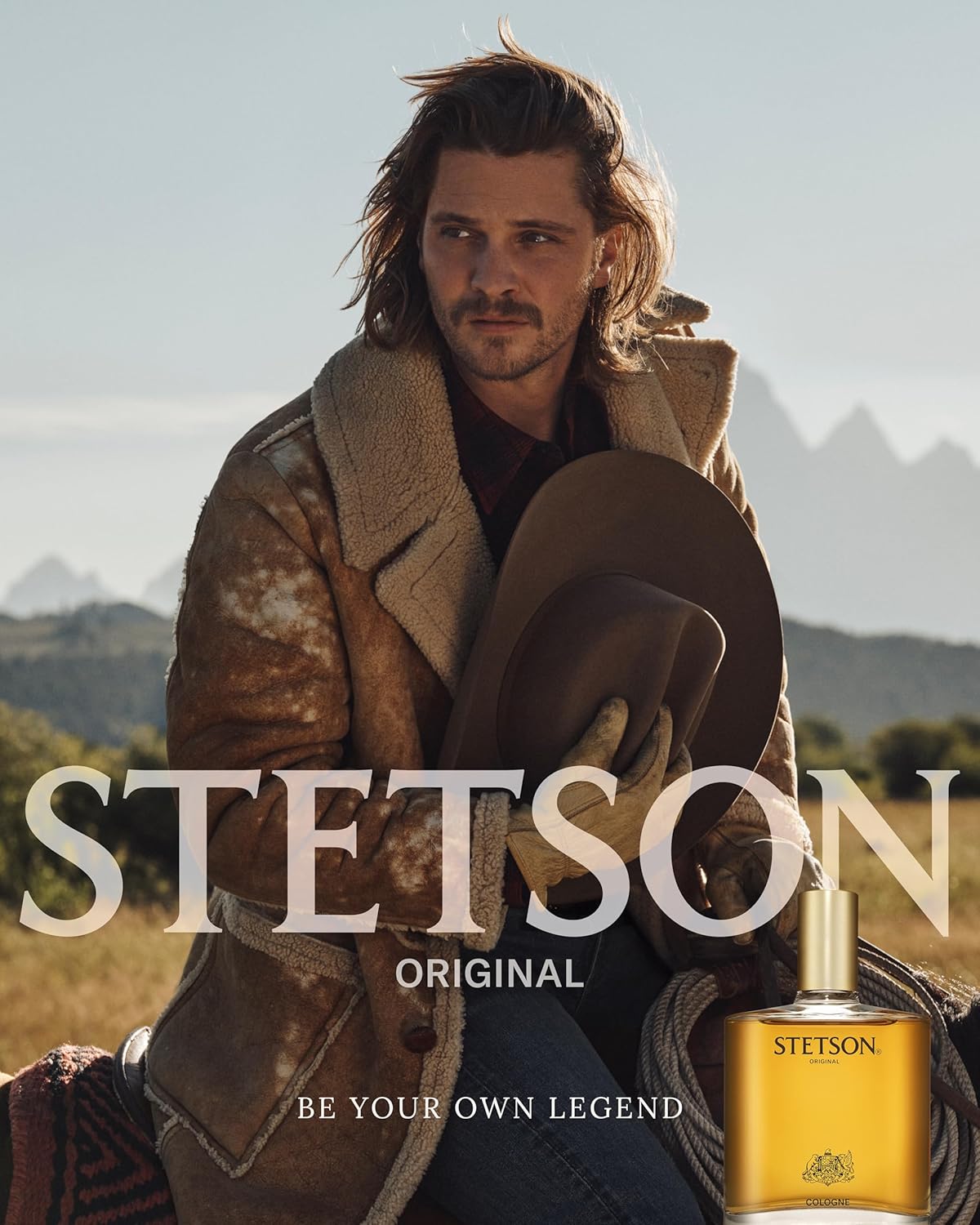 Stetson Original men's cologne bottle with classic, woody, masculine scent, featuring a sleek glass design and Stetson branding.