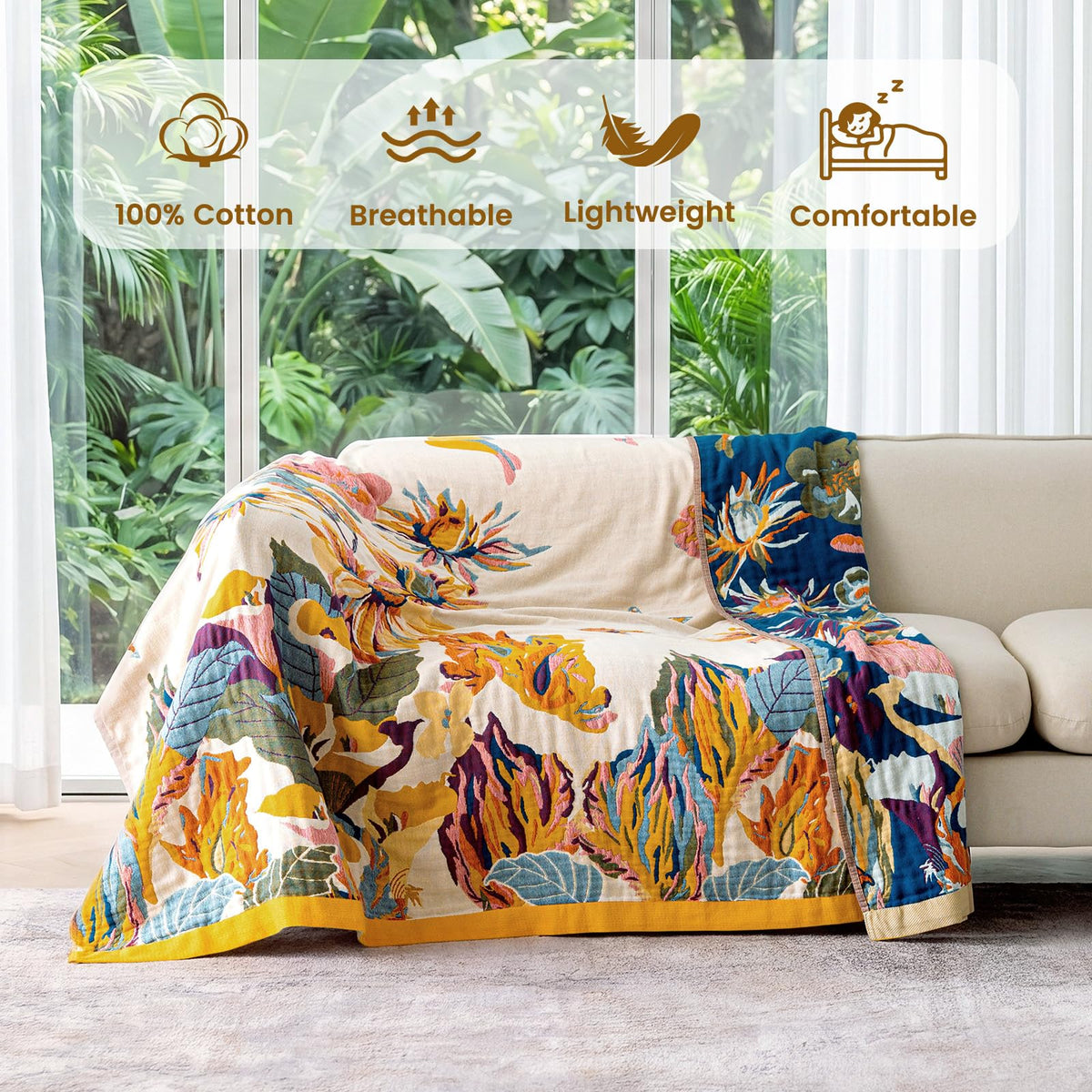 MSGKV Boho Throw Blanket 100 Cotton 60 x80 for Couch Bed - MSGKV Official Imagery - 4