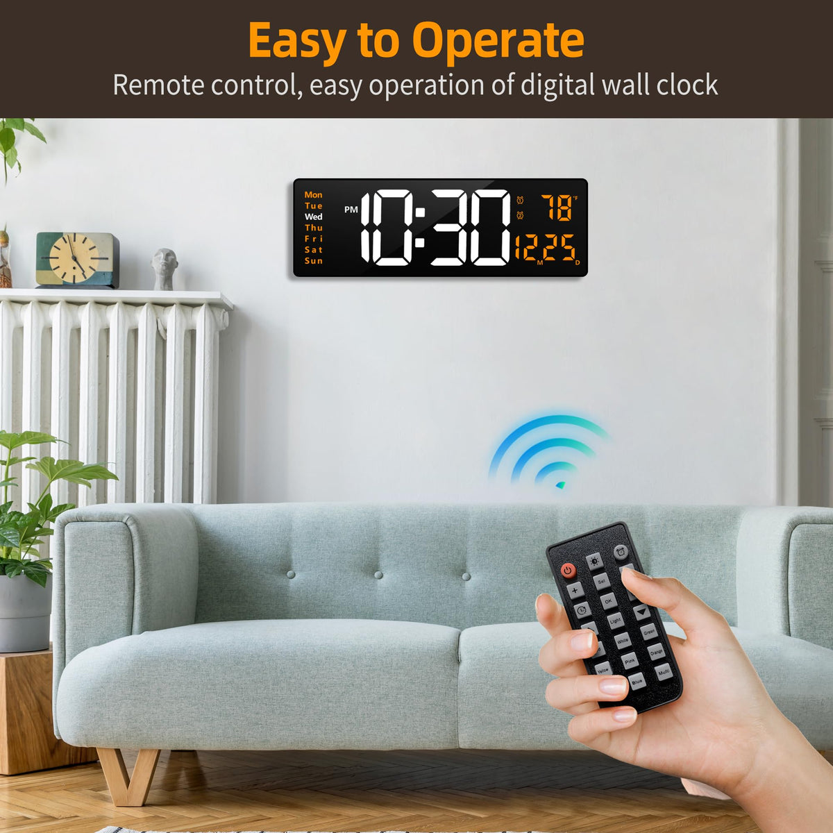 16 2 Digital Wall Clock RGB Remote Dual Alarm Auto - LEIKE Official Imagery - 5
