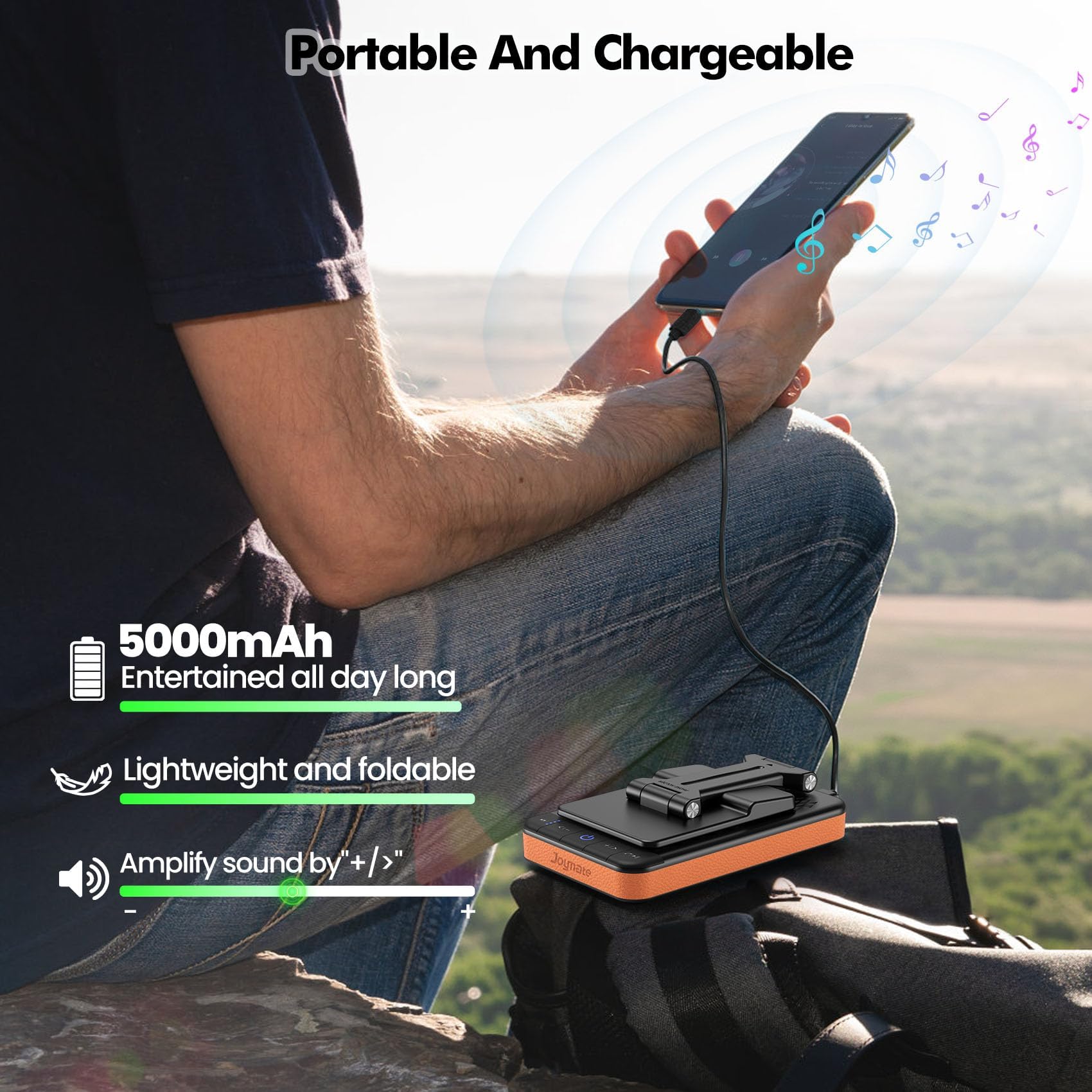 Joymate Portable Charging Phone Stand with 2 Speakers, Gift for Men Wo - View 4
