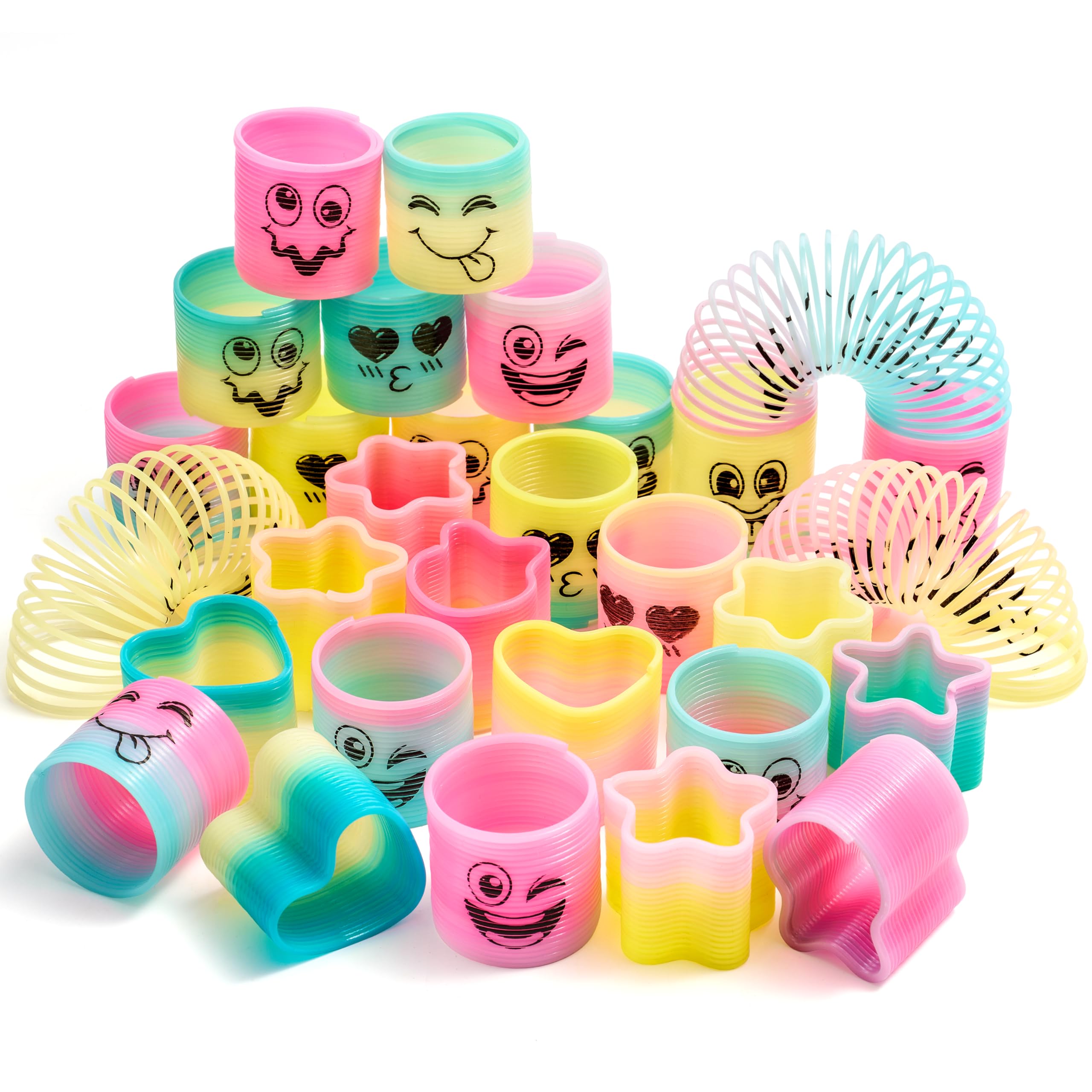 JOYIN 30 Pcs Spring Rainbow Party Favor, Mini Plastic Coil - Product Imagery