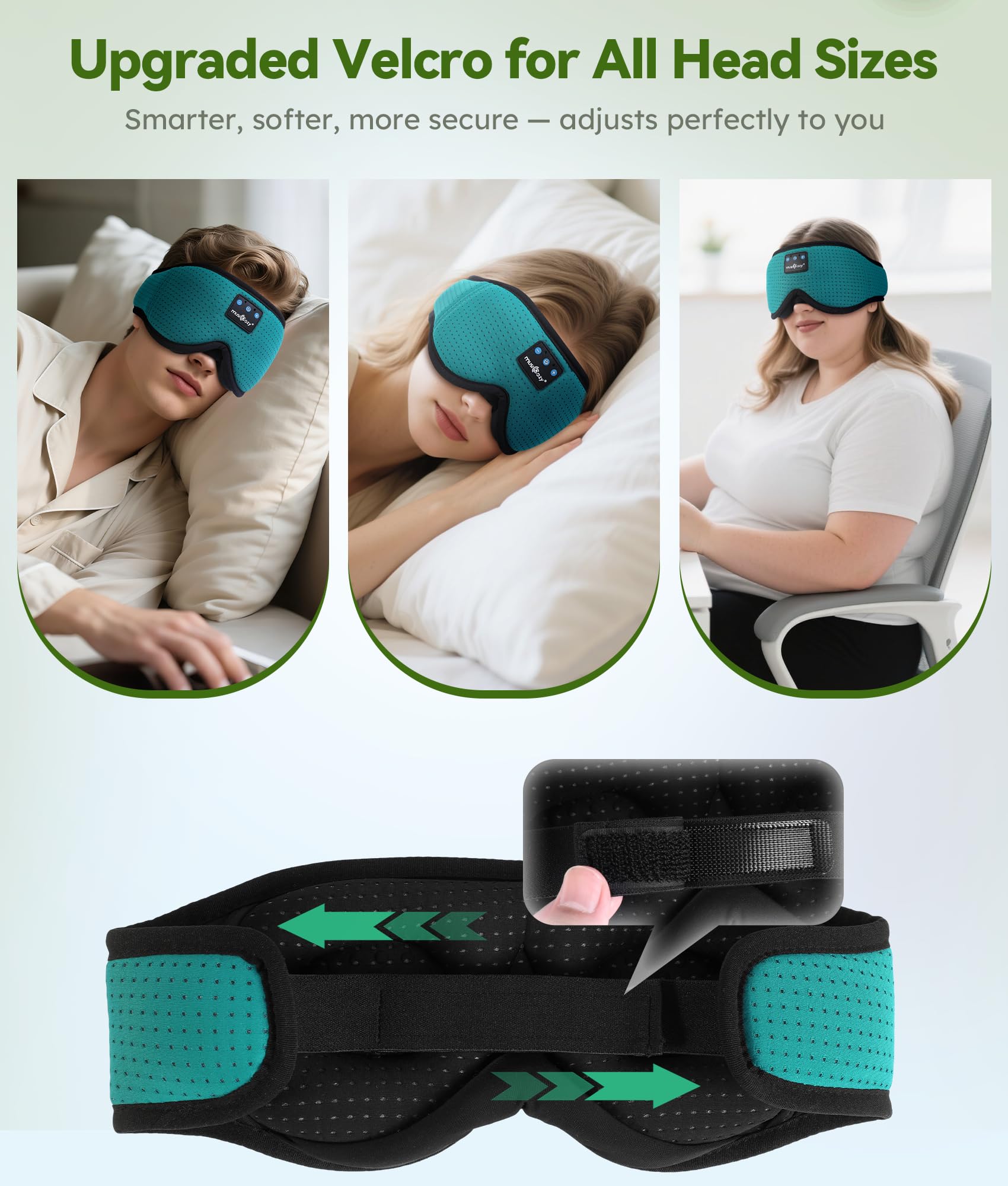 MUSICOZY 3D Sleep Headphones Bluetooth 5.4 Breathable Sleep Eye M by MUSICOZY - Angle View 7