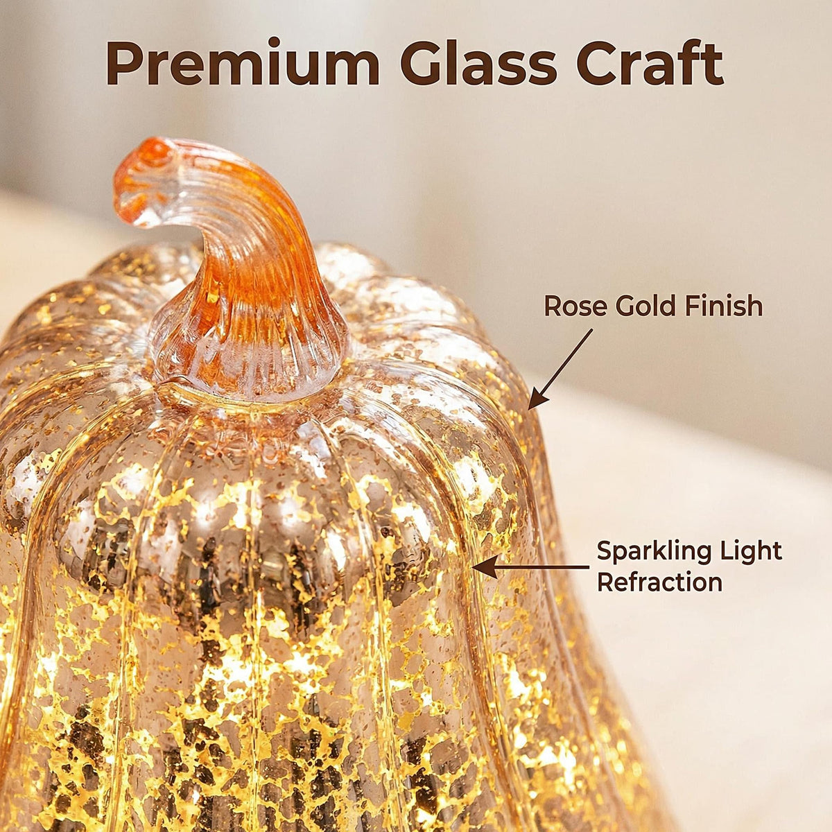 Fall Decorations for Home Mercury Glass Pumpkin Lights with - CFDECOR Official Imagery - 4