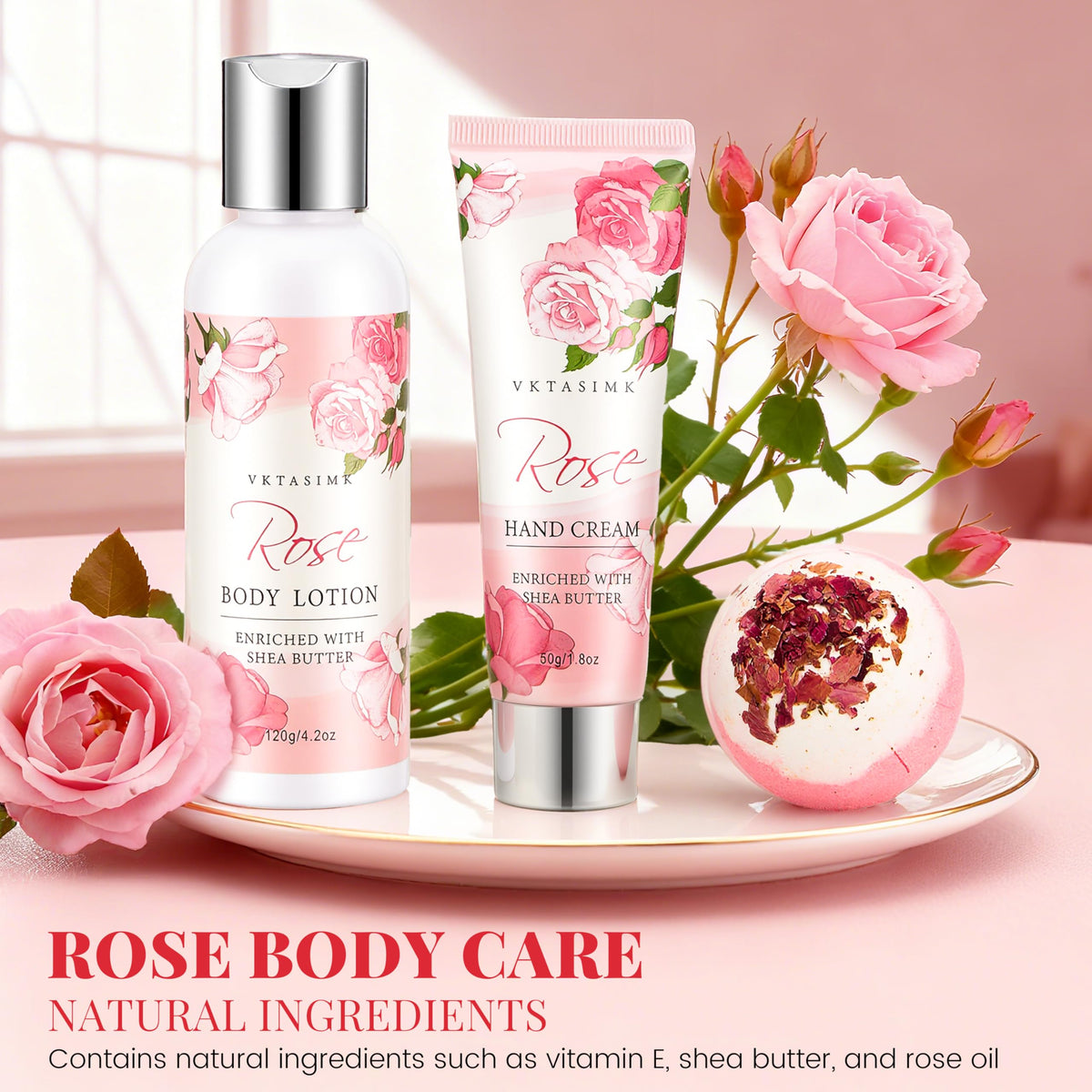 Gifts for Women Birthday Gift Baskets Rose Relaxing Home Spa - VKTASIMK Official Imagery - 5