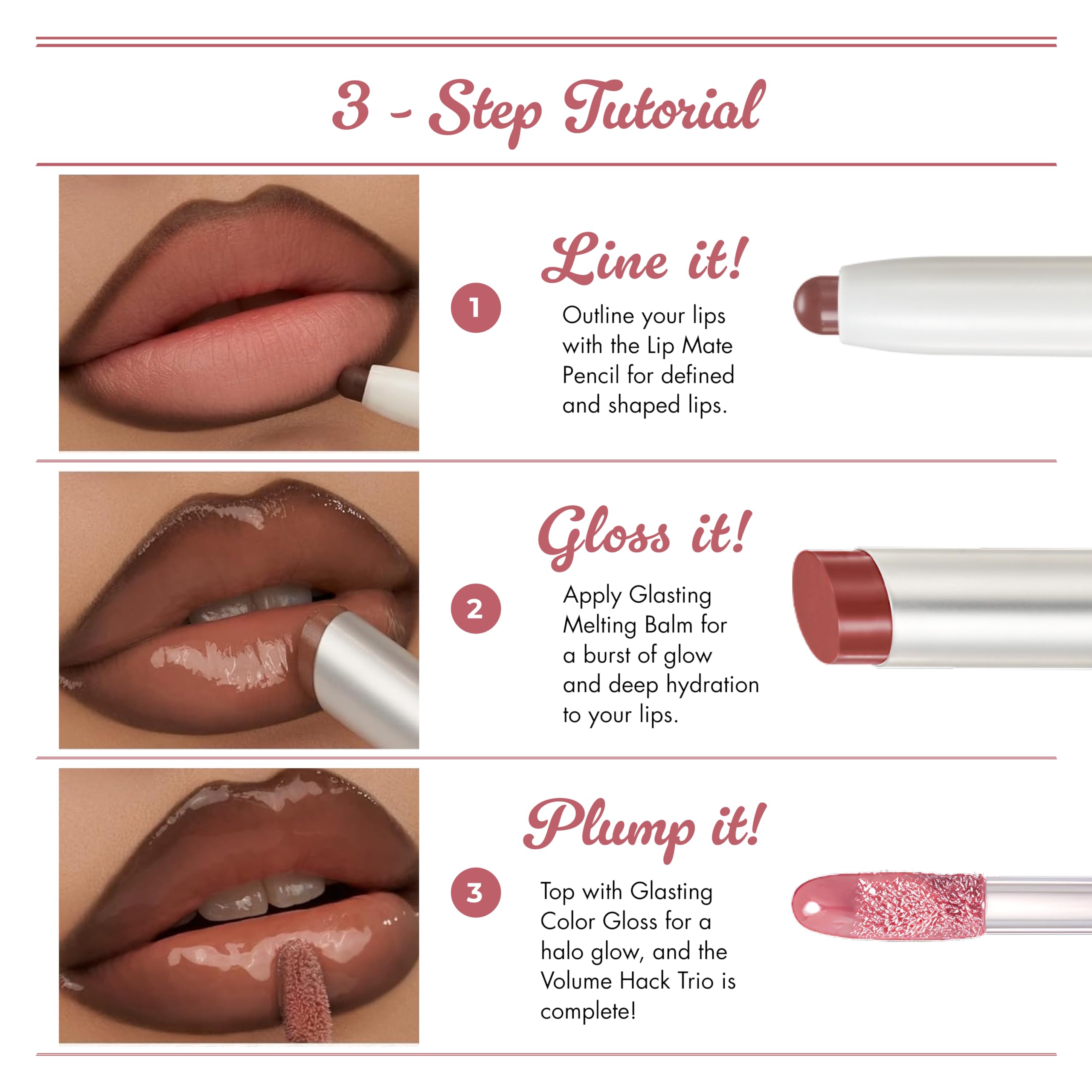 rom&nd Volume Hack Trio | 3 Step Plumping Lip Kit | Glazed Plum Set - View 4