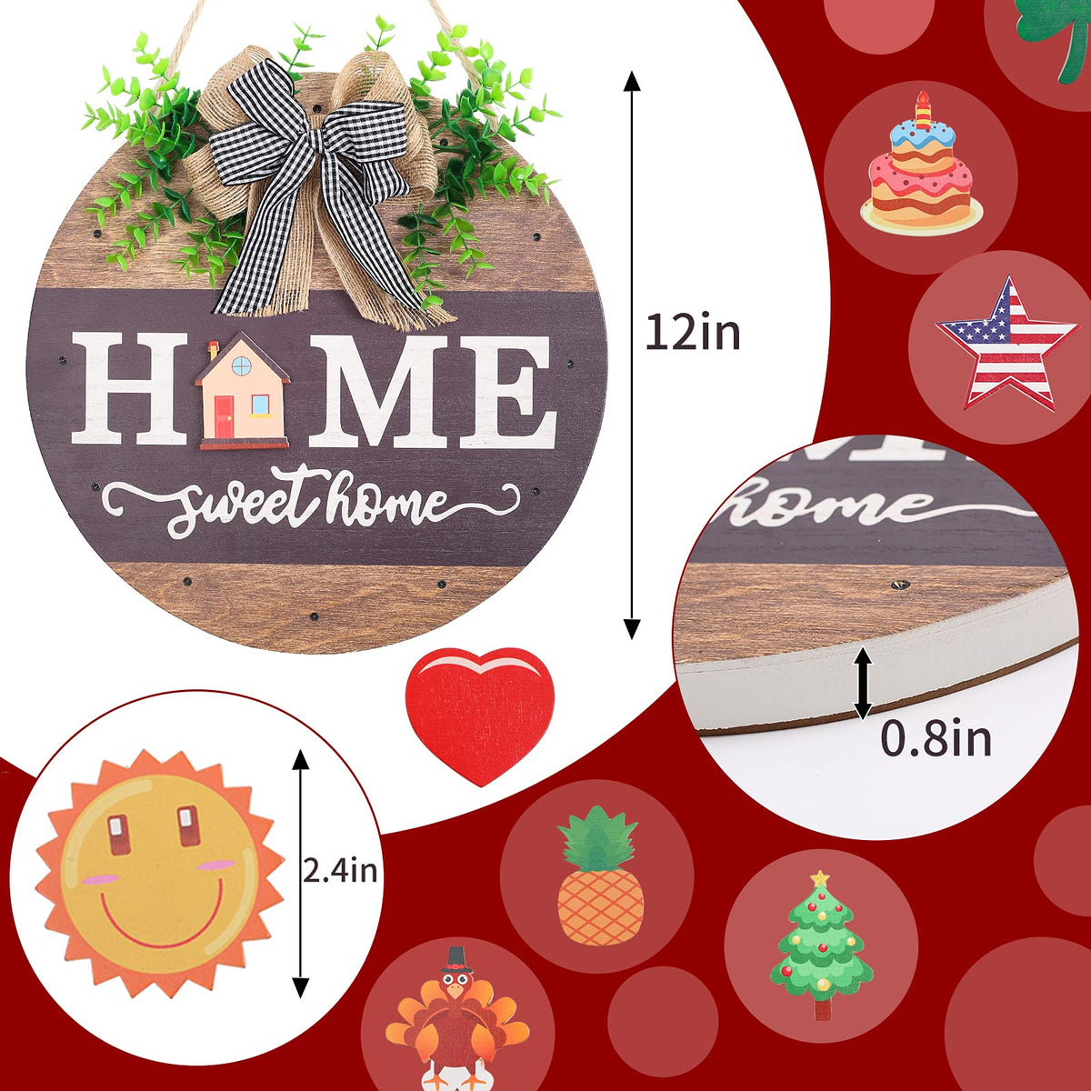 Interchangeable Welcome Sign for Front Door with 14 - HOMCDALY Official Imagery - 4