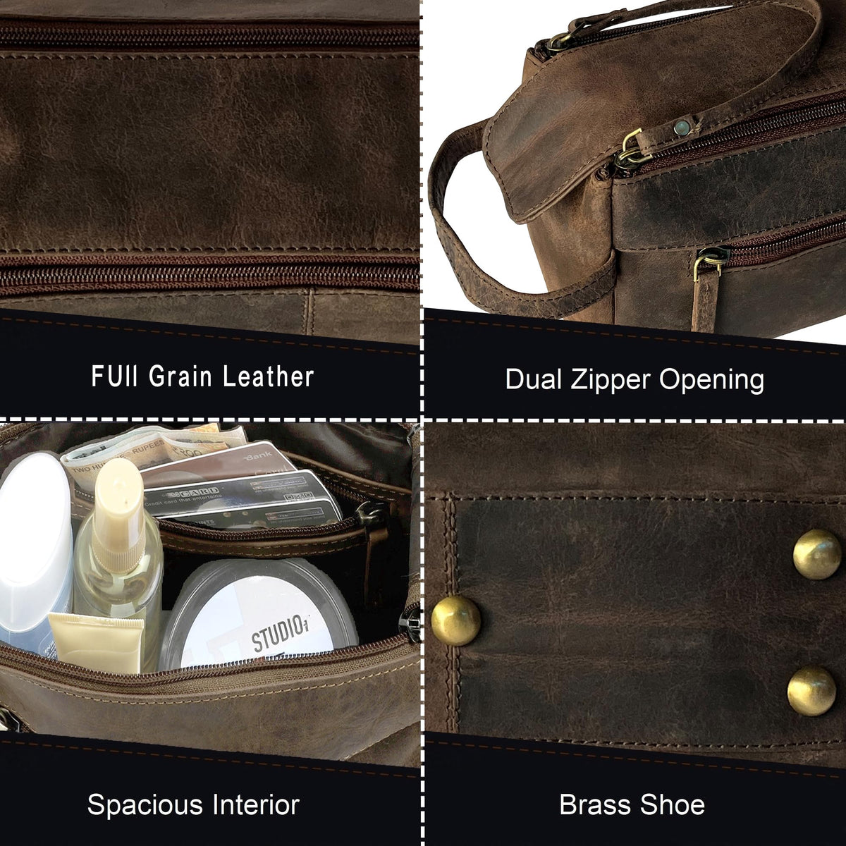 Leather Toiletry Bag for Men - RUSTIC TOWN Official Imagery - 6
