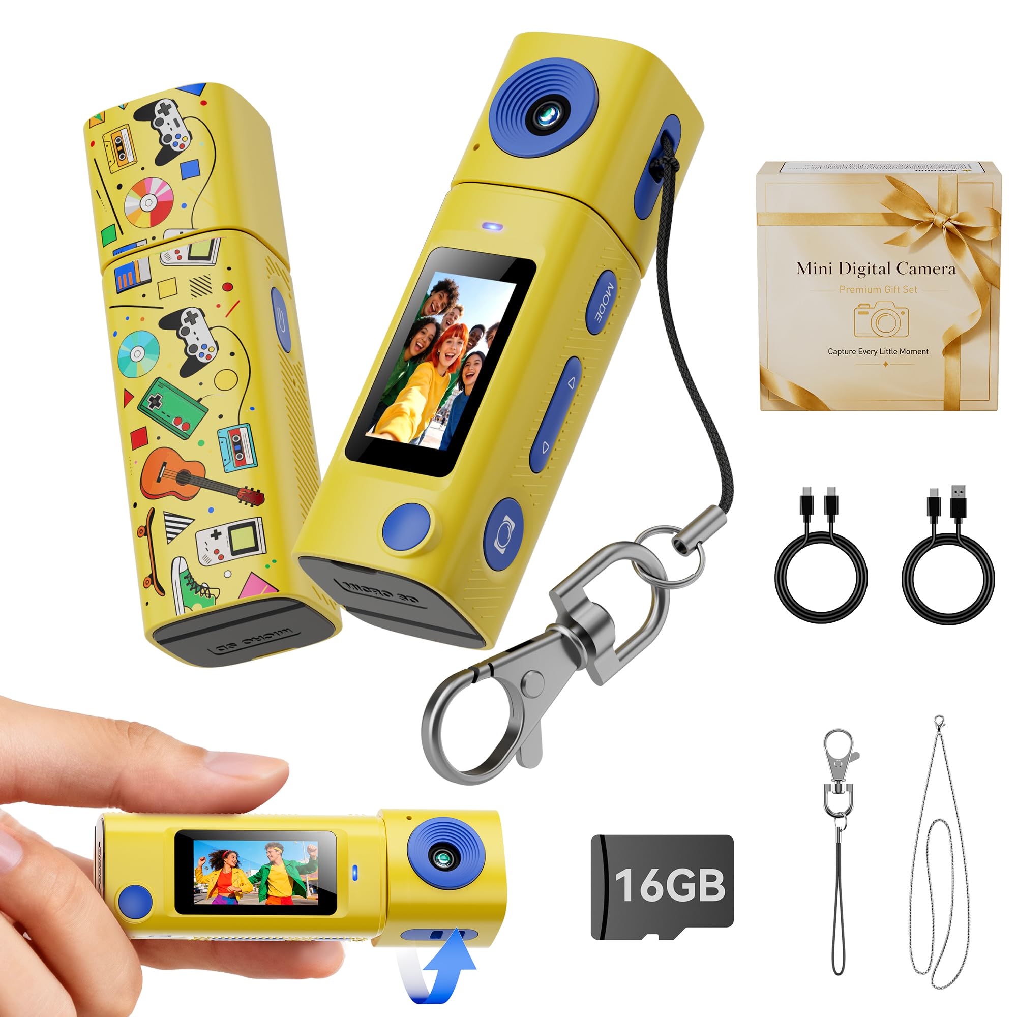 AUCAKU Mini Keychain Digital Camera:2K Digital Mini Camera with 16GB Card,Vintag - AUCAKU Official Product View 1