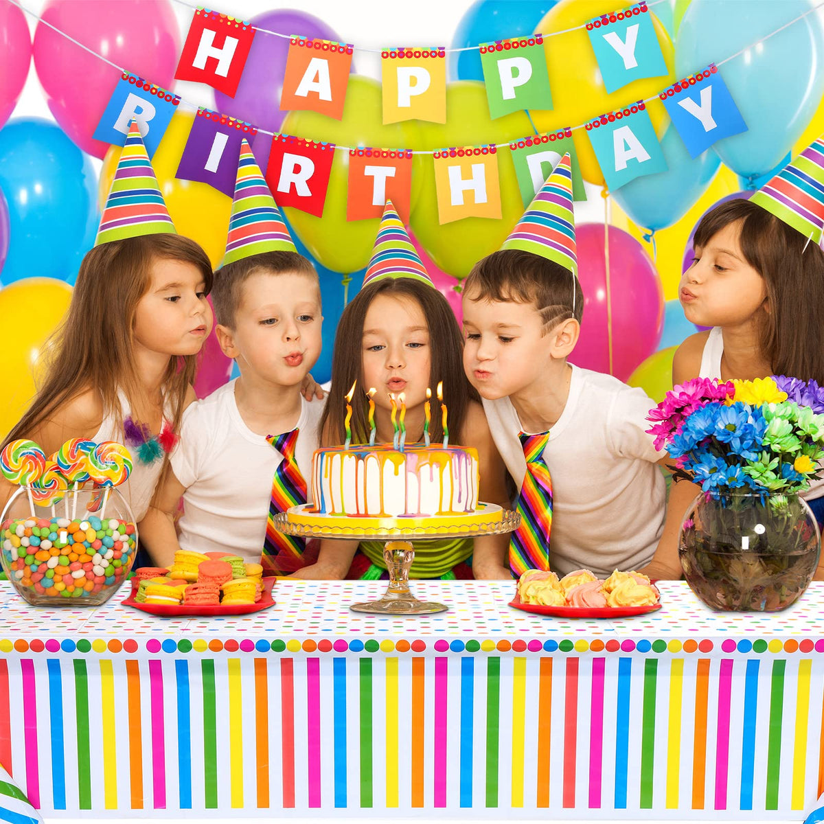 Sepamoon 258 Pcs Rainbow Style Birthday Party Supplies - Sepamoon Official Imagery - 8