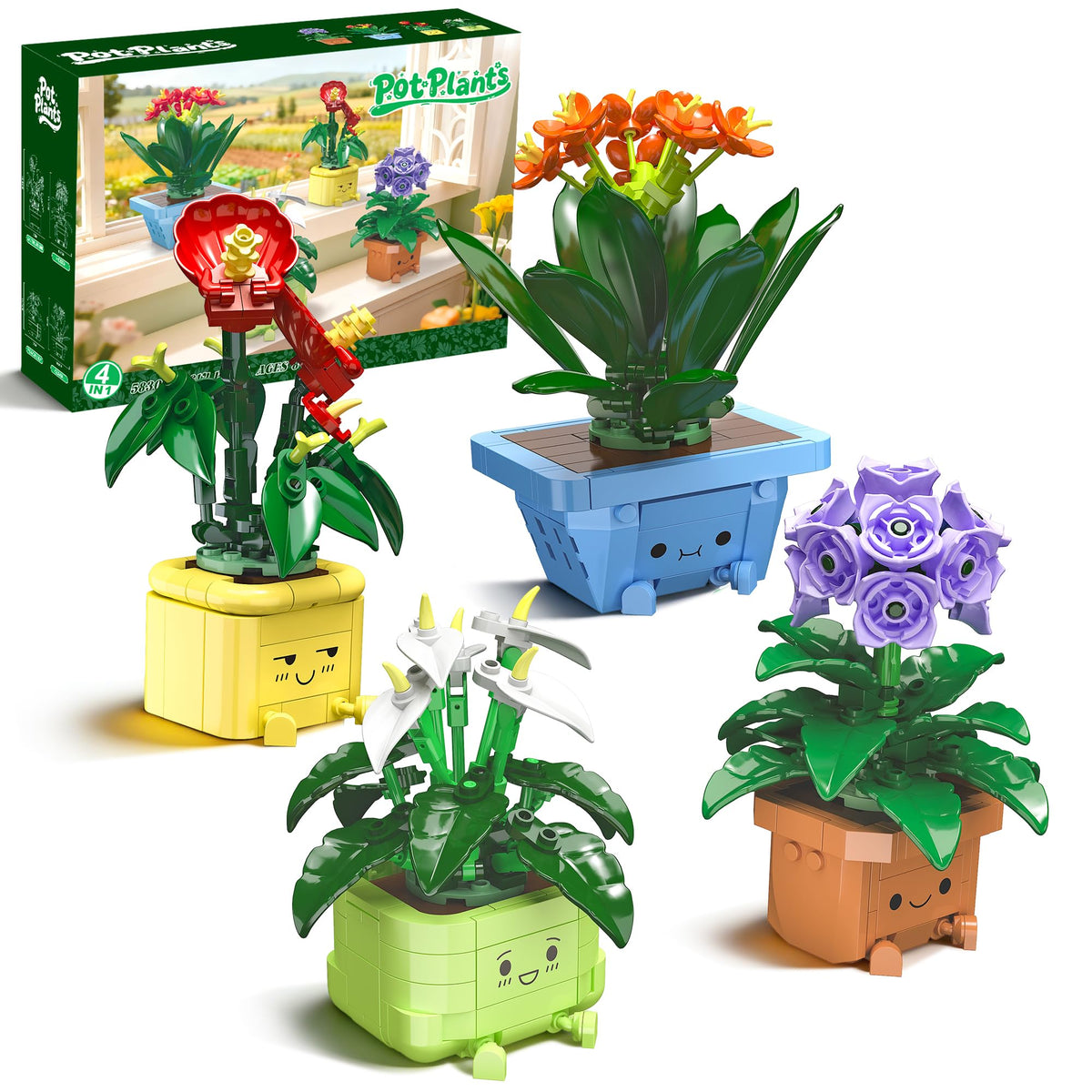 Flower Building Kit for Adults 614 Pcs Happy Plants Flowers - WIDELAND Official Imagery - 1