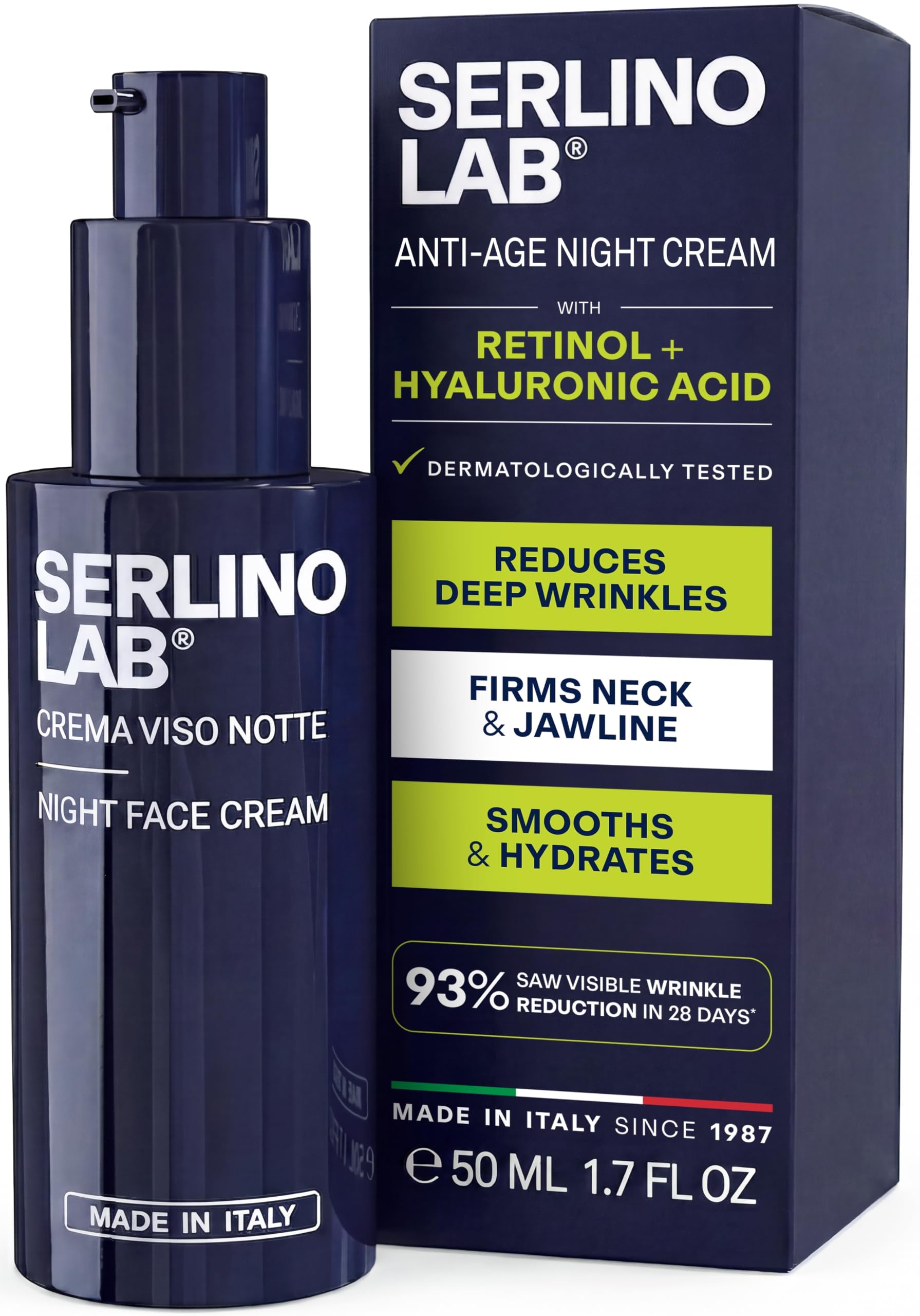 SerlinoLab Night Face Cream for Men – Anti-Aging Moisturizer - Product Imagery