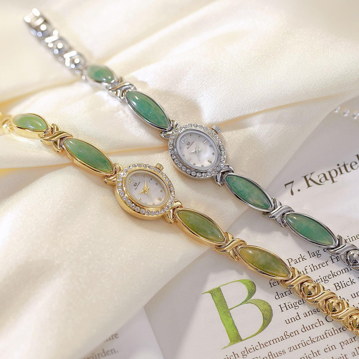 MASTOP Luxury Vintage Gold Watches for Women with Jade - MASTOP Official Imagery - 7