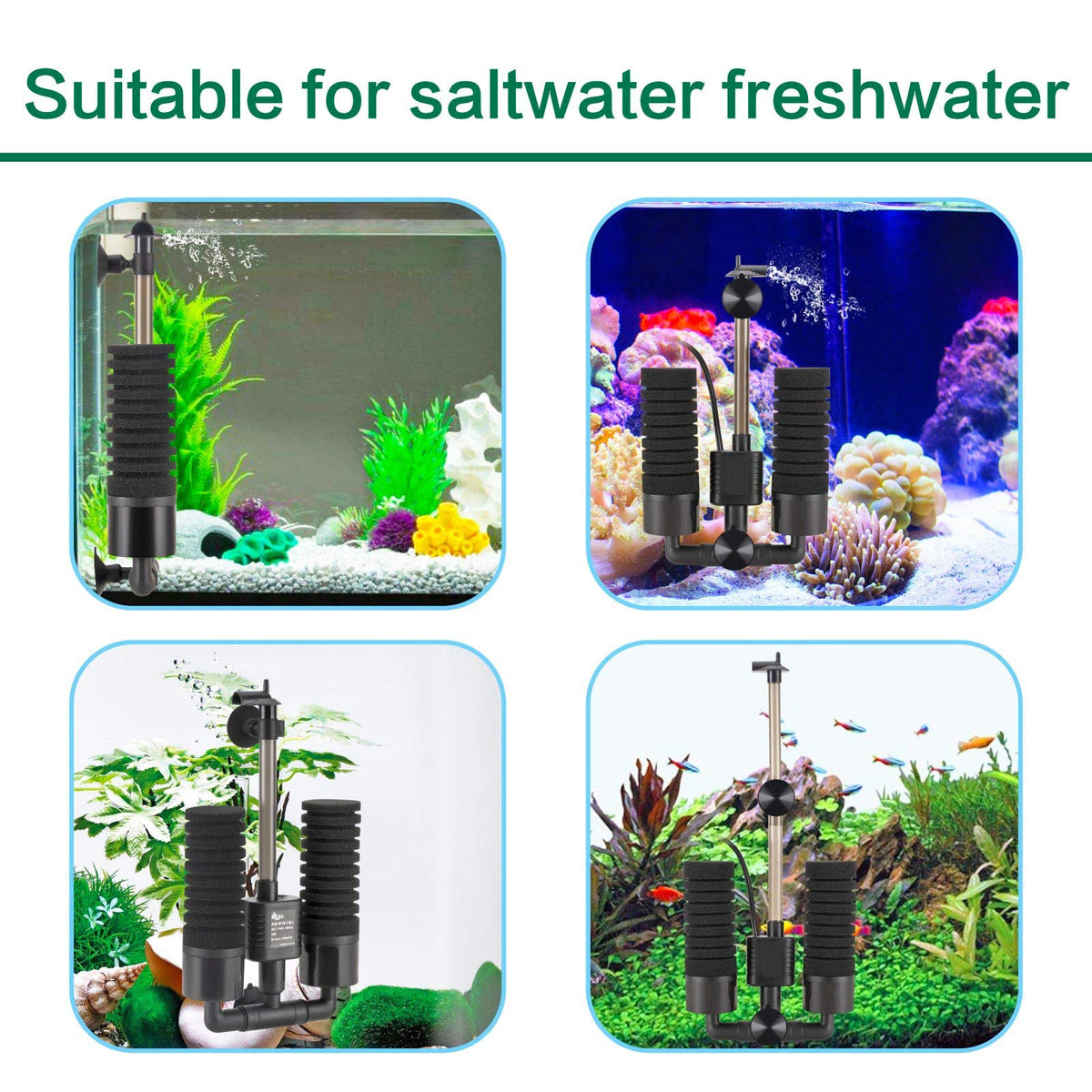 AQQA Electric Sponge Filter for Aquarium 10 40 Gallon Fish - AQQA Official Imagery - 7