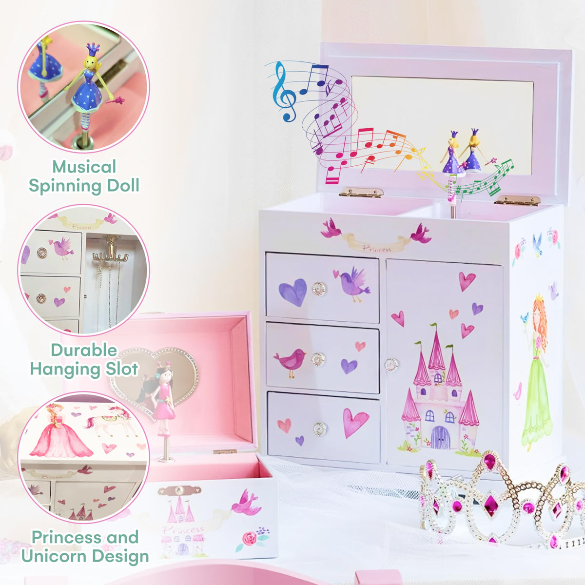 Jewelkeeper Jewelry Box for Girls with 3 Drawers - Jewelkeeper Official Imagery - 6