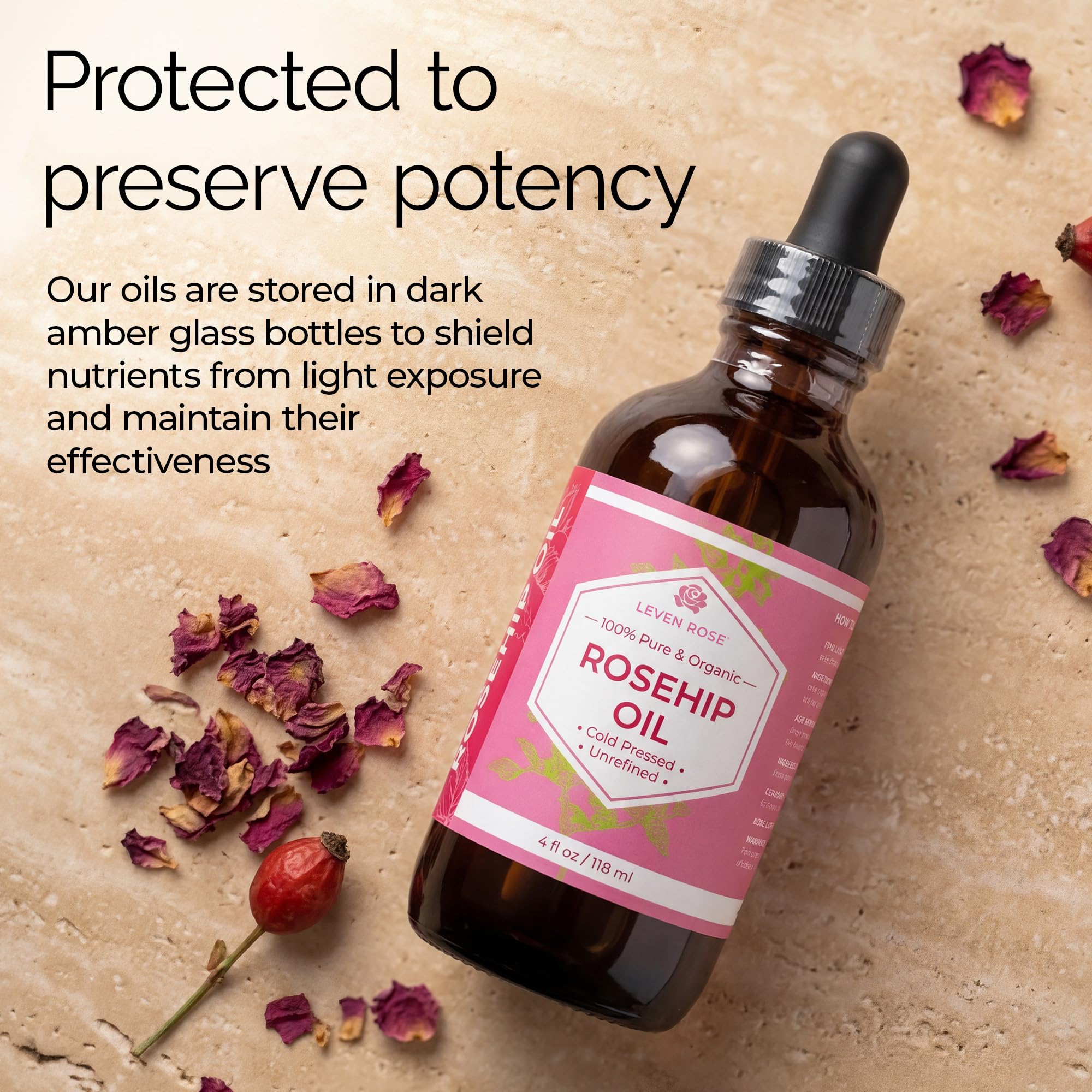 Leven Rose Organic Rosehip Seed Oil, Cold Pressed Rose Hip Oil for Face - Leven Rose Official Product View 7