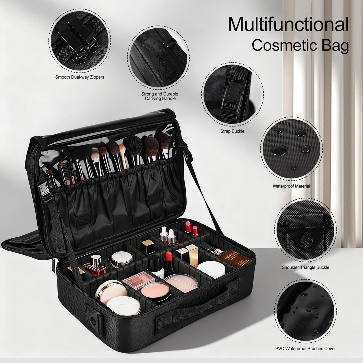 Greenfeather Travel Makeup Bag Professional Cosmetic Train - Greenfeather Official Imagery - 3