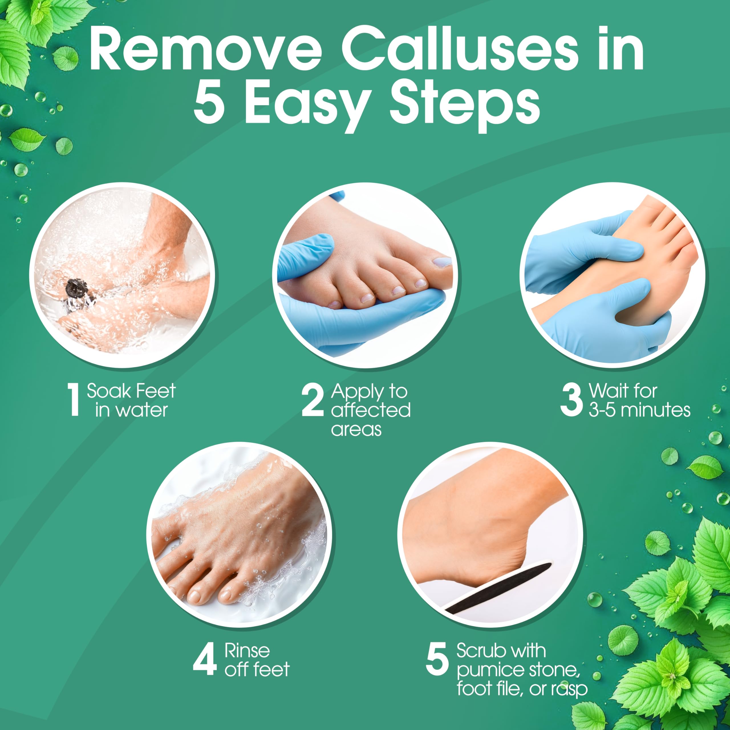 DeEnti Foot Callus Remover Gel in Cool Mint, 8oz, showing the gel container with mint fragrance label for foot skincare.