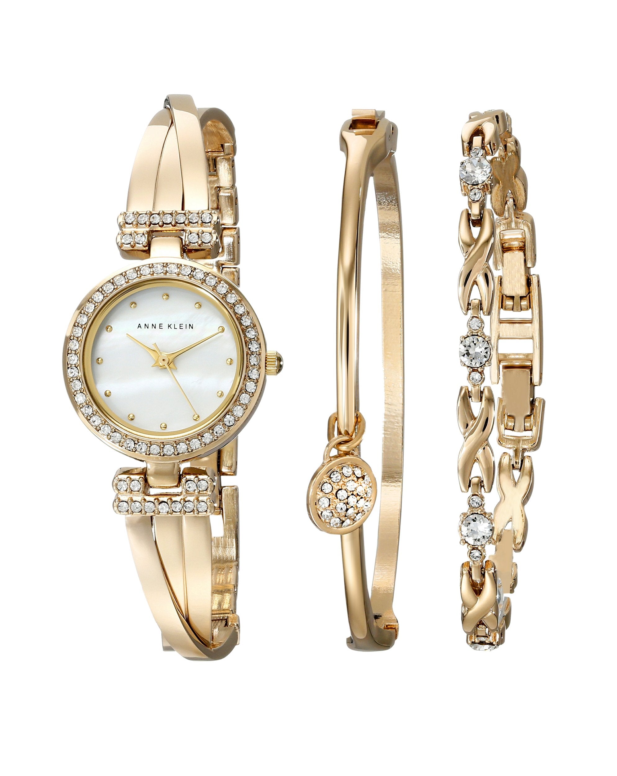 Anne Klein Women's Premium Crystal Accented Bangle Watch and Bracelet - View 1