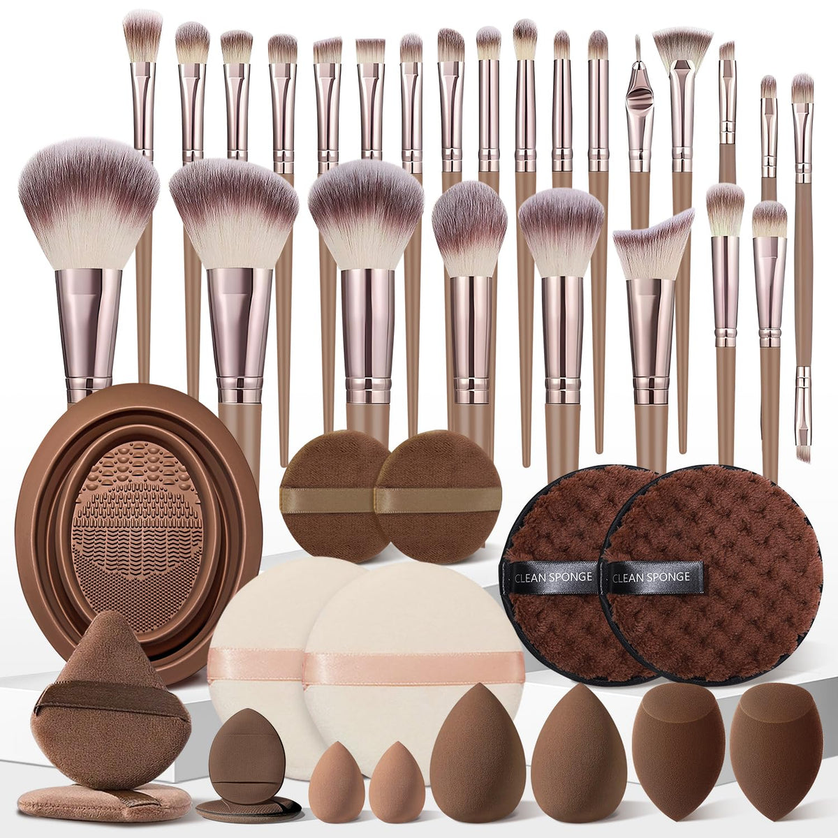 HGHDBT 42Pcs Brown Makeup Brushes Set Professional Premium - HGHDBT Official Imagery - 2