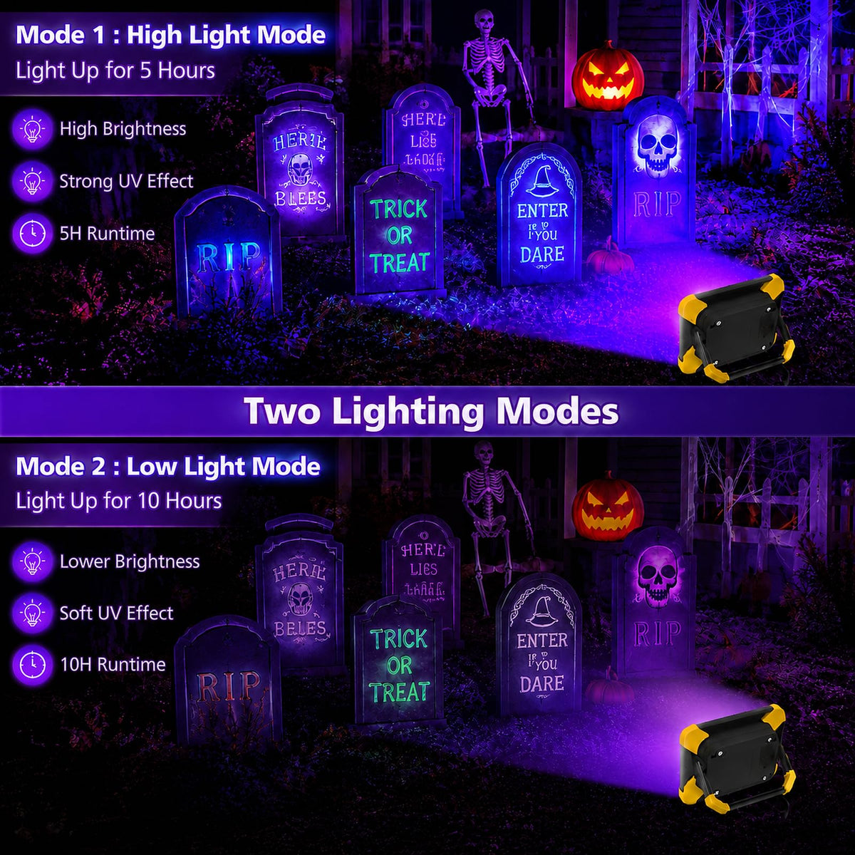 T SUN 2 Pack Rechargeable Black Lights Battery Powered - T-SUN Official Imagery - 4