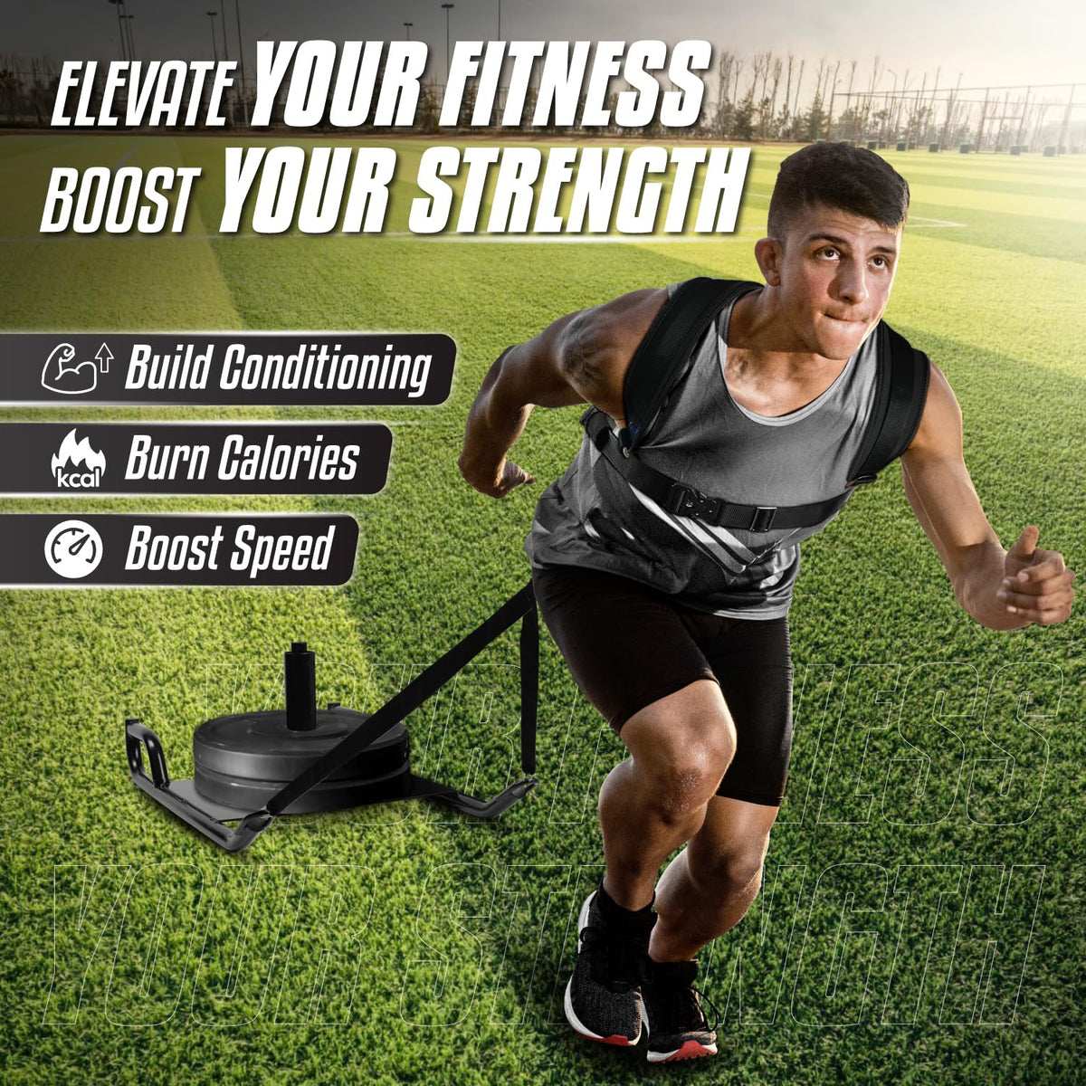 Yes4All Weighted Training Pull Sled with Vest Steel Buckle - Premium Selection Official Imagery - 7