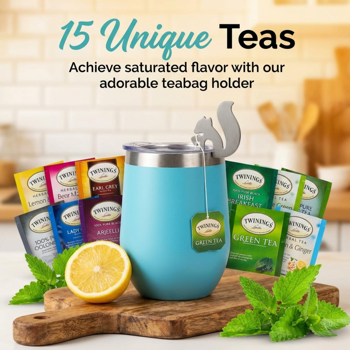 Modern Elegance Tea Tumbler Gift Set for Women Teal - Modern Elegance Official Imagery - 4