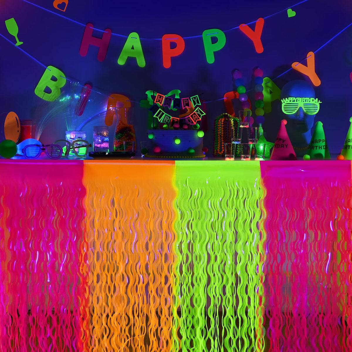 Mega L Glow in The Dark Party Supplies Neon Wavy Table - Mega-Loopolis Official Imagery - 3