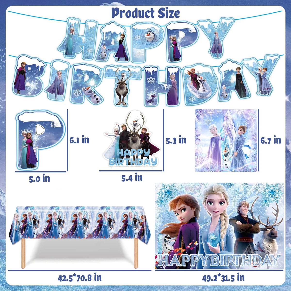 Winter Theme Birthday Party Supplies Cartoon Princess Party - Signreen Official Imagery - 3