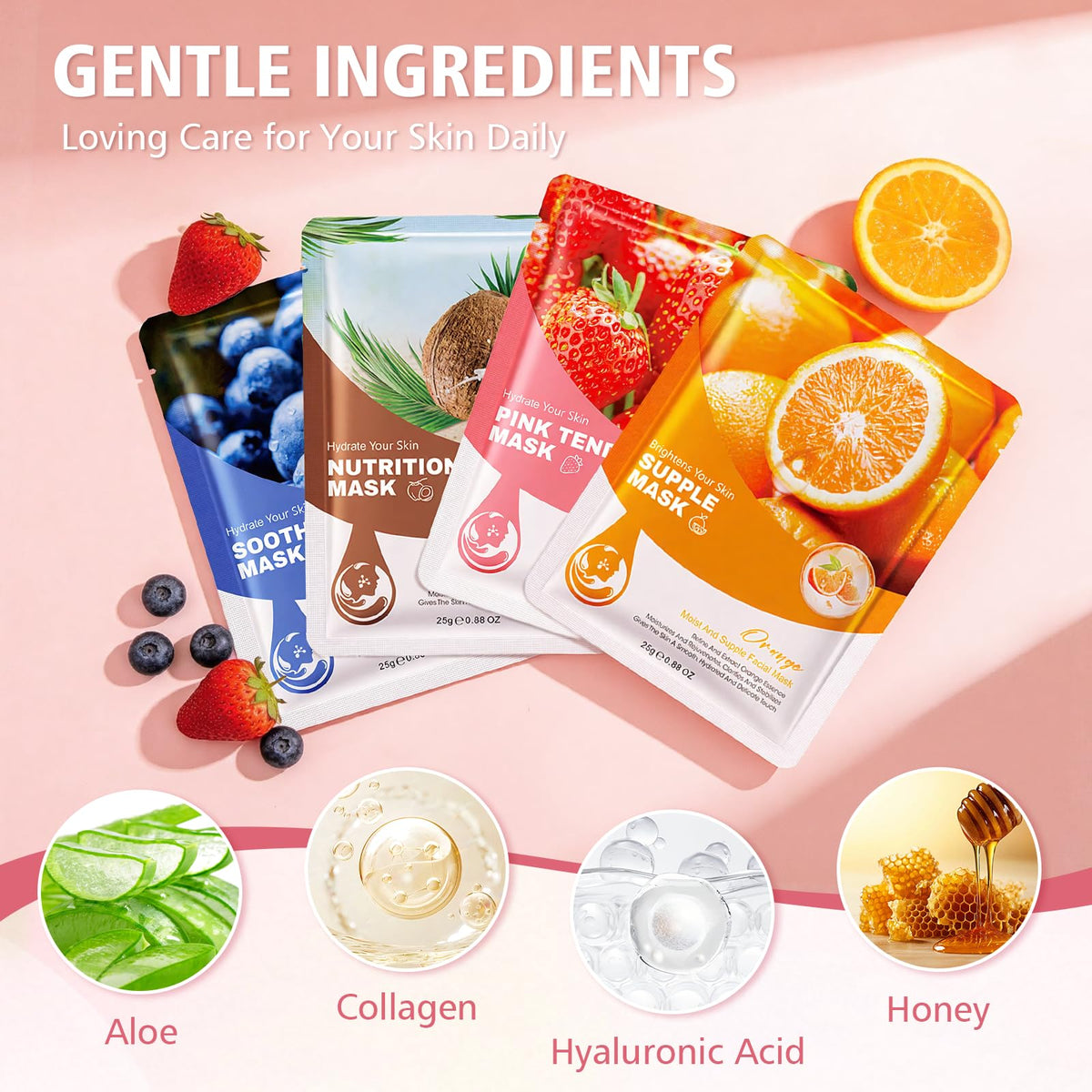 Face Mask 60 Pack Face Masks Skincare Set Bulk Gifts for - ZKONLY Official Imagery - 5